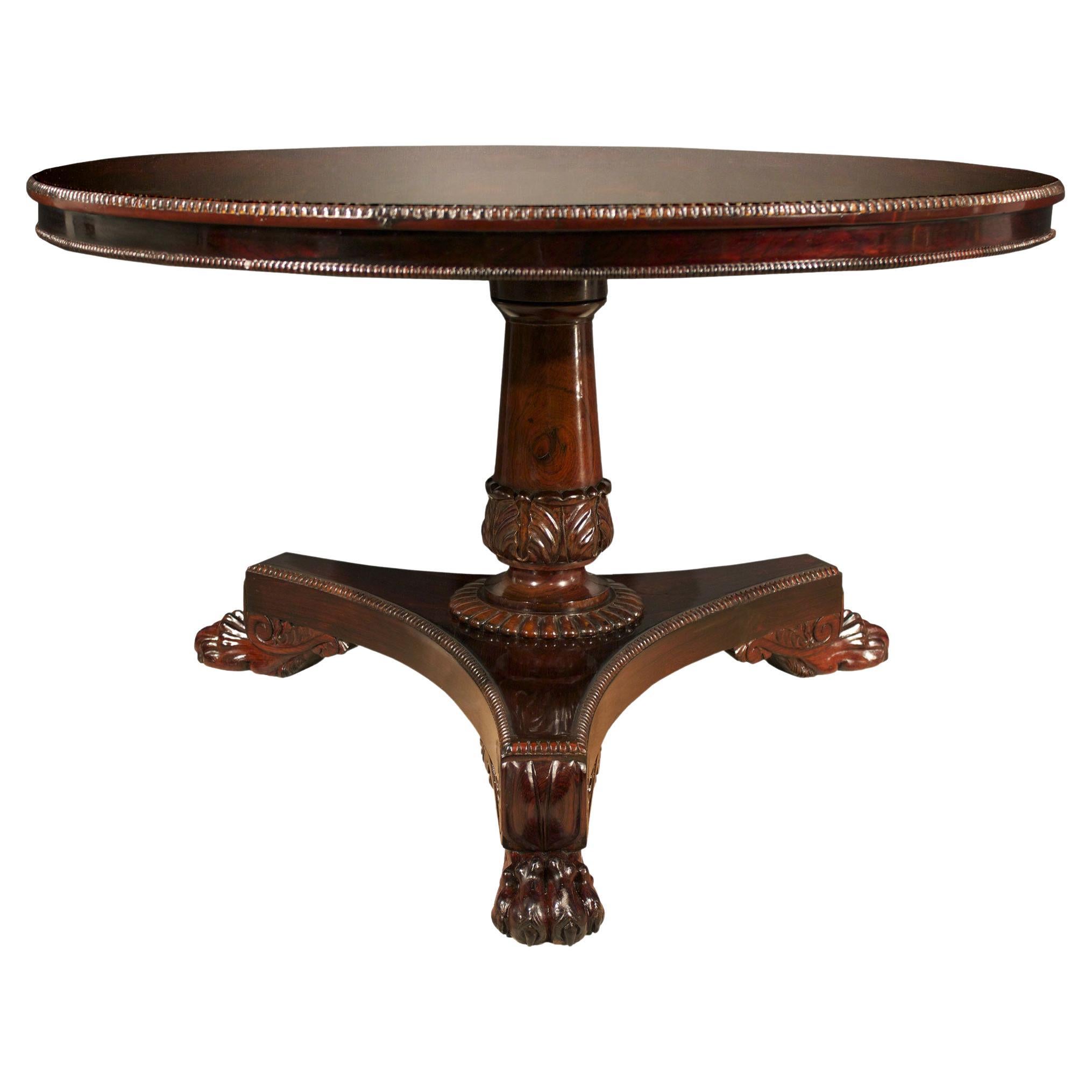 English 19th Centurty Regency Style Rosewood Tilt-Top Center Table