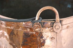 English 19th Century Copper Riveted Cauldron Today for Logs or Plants