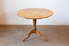 English 19th Century Alder Root Tilt Top Table with Turned Pedestal, Tripod Base