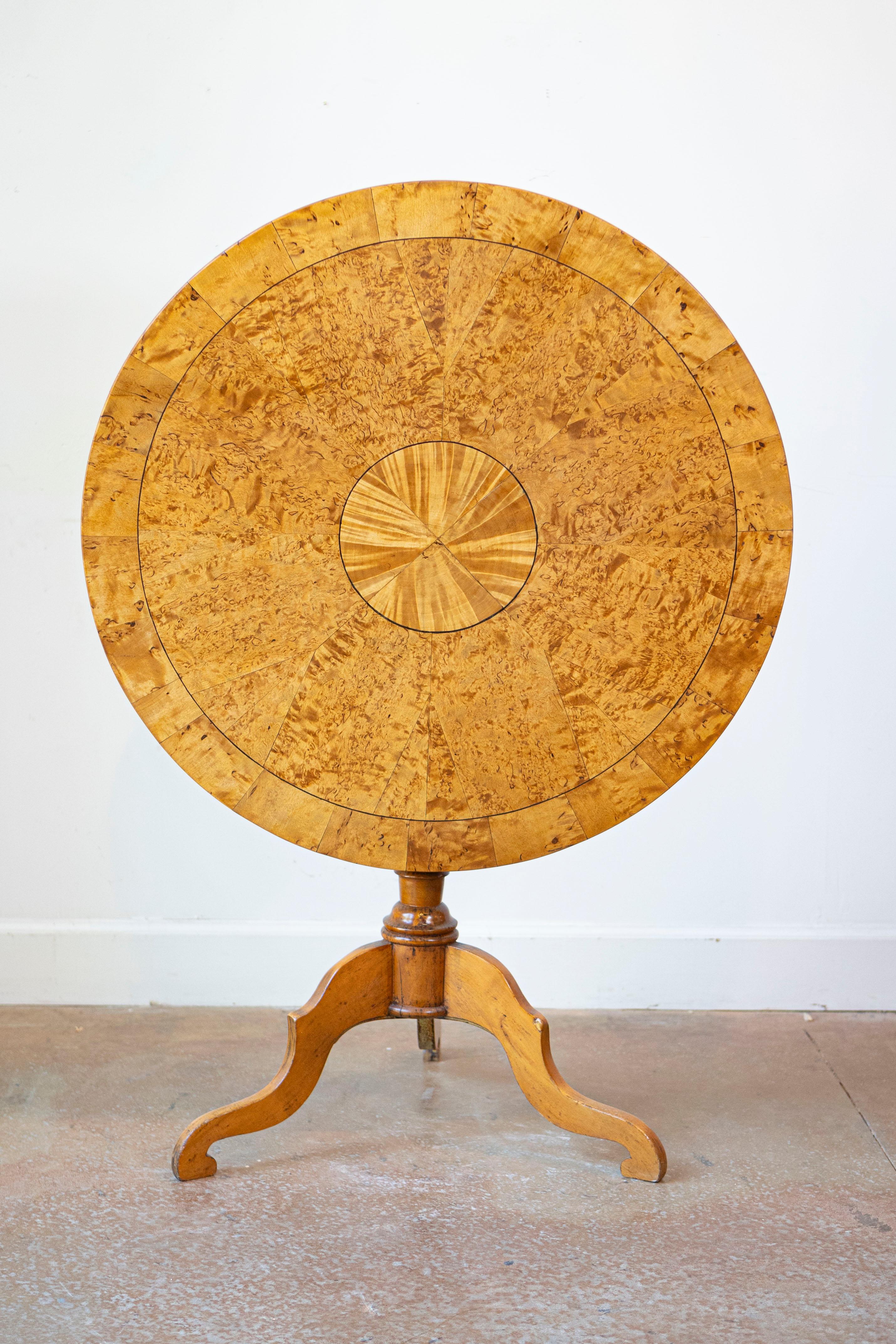 Wood English 19th Century Alder Root Tilt Top Table with Turned Pedestal, Tripod Base