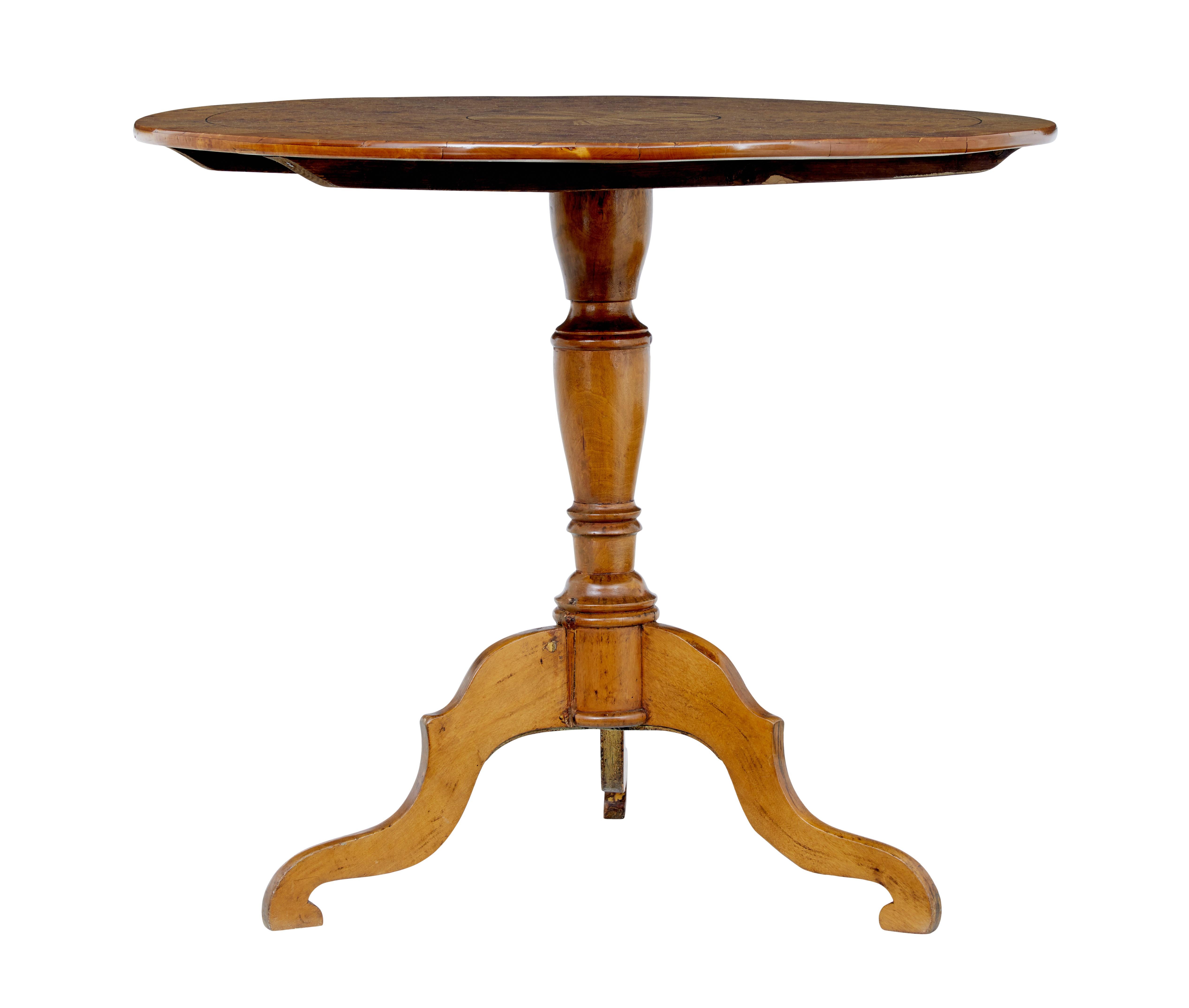 English 19th Century Alder Root Tilt Top Table with Turned Pedestal, Tripod Base For Sale 2
