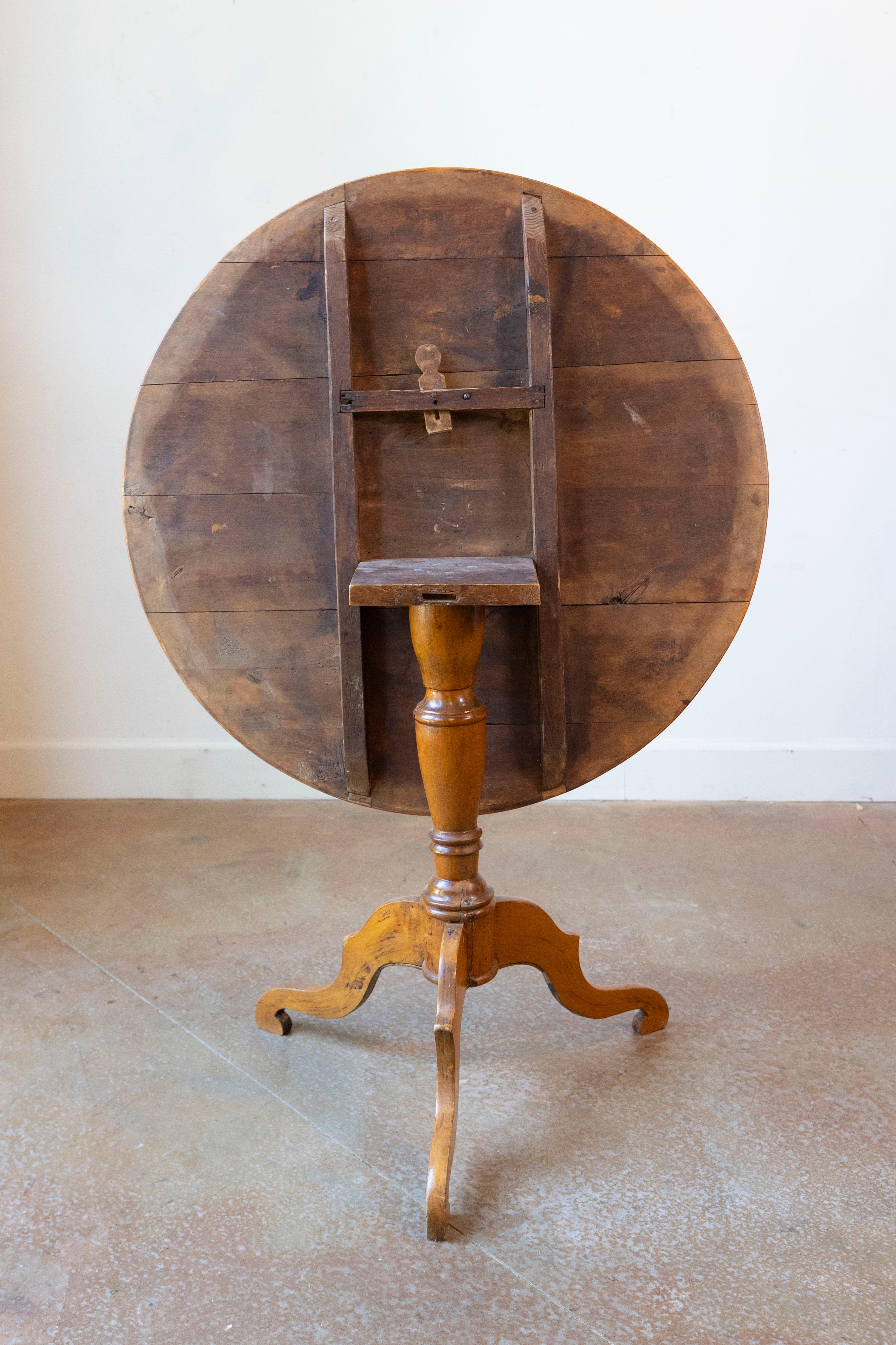 English 19th Century Alder Root Tilt Top Table with Turned Pedestal, Tripod Base 2