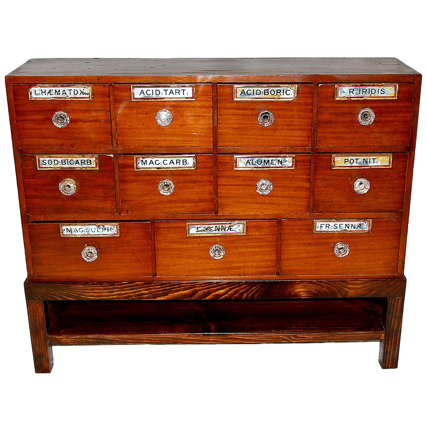 English 19th Century Apothecary Chest in Mahogany and Pine Now on Bespoke Stand