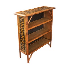 Antique English 19th Century Bamboo and Découpage Fish Bookcase