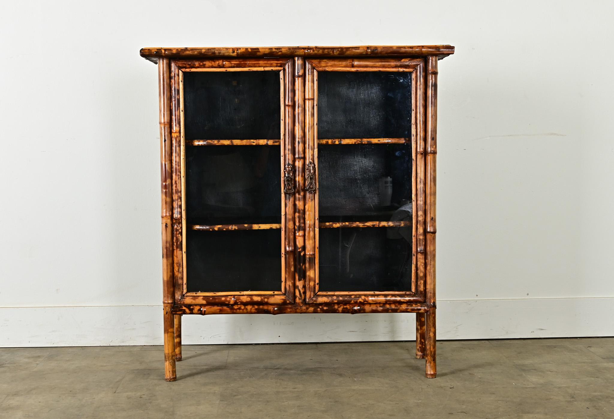 Découpage English 19th Century Bamboo Bookcase
