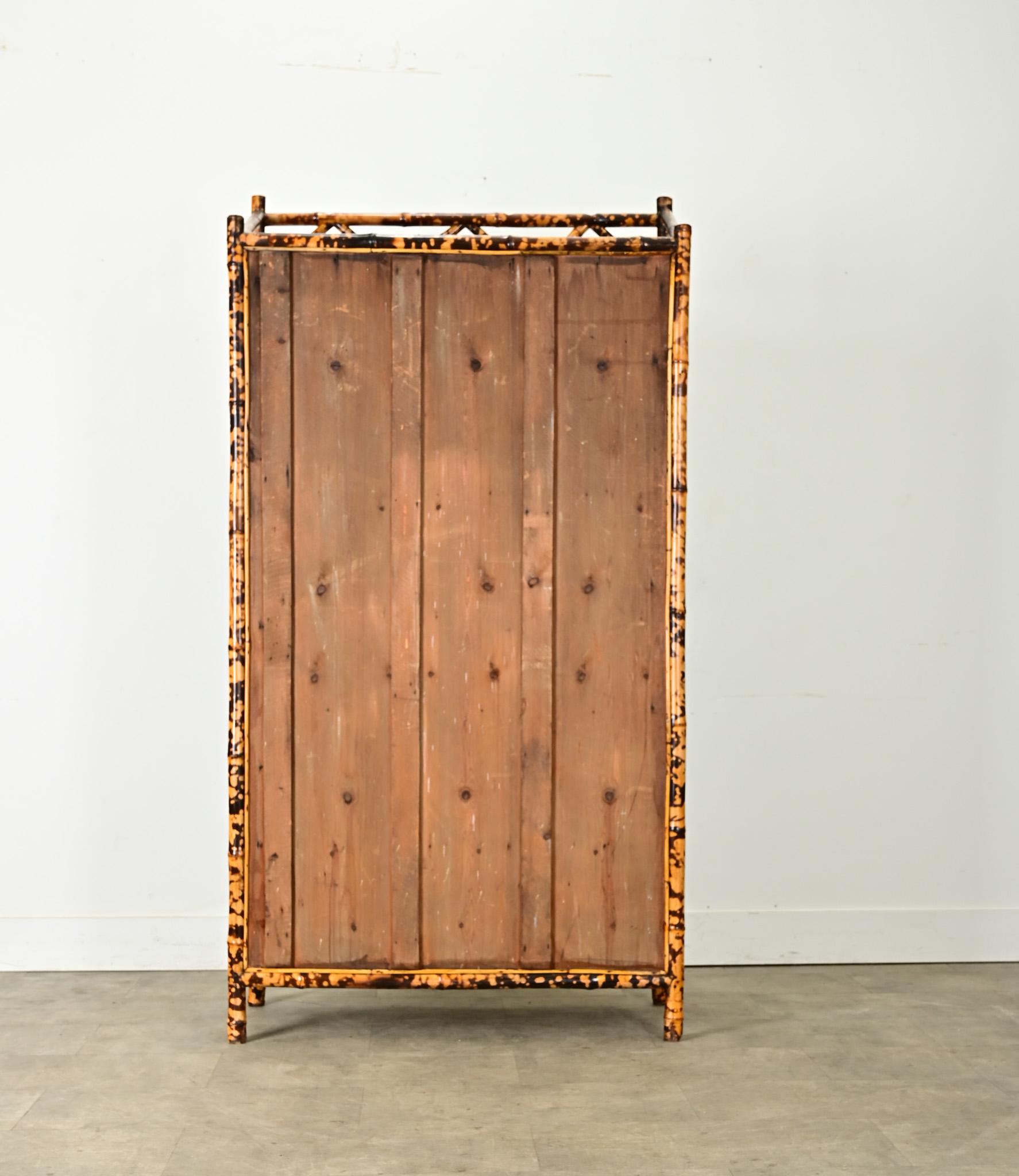 English 19th Century Bamboo Bookshelf with Recent Decoupage 7