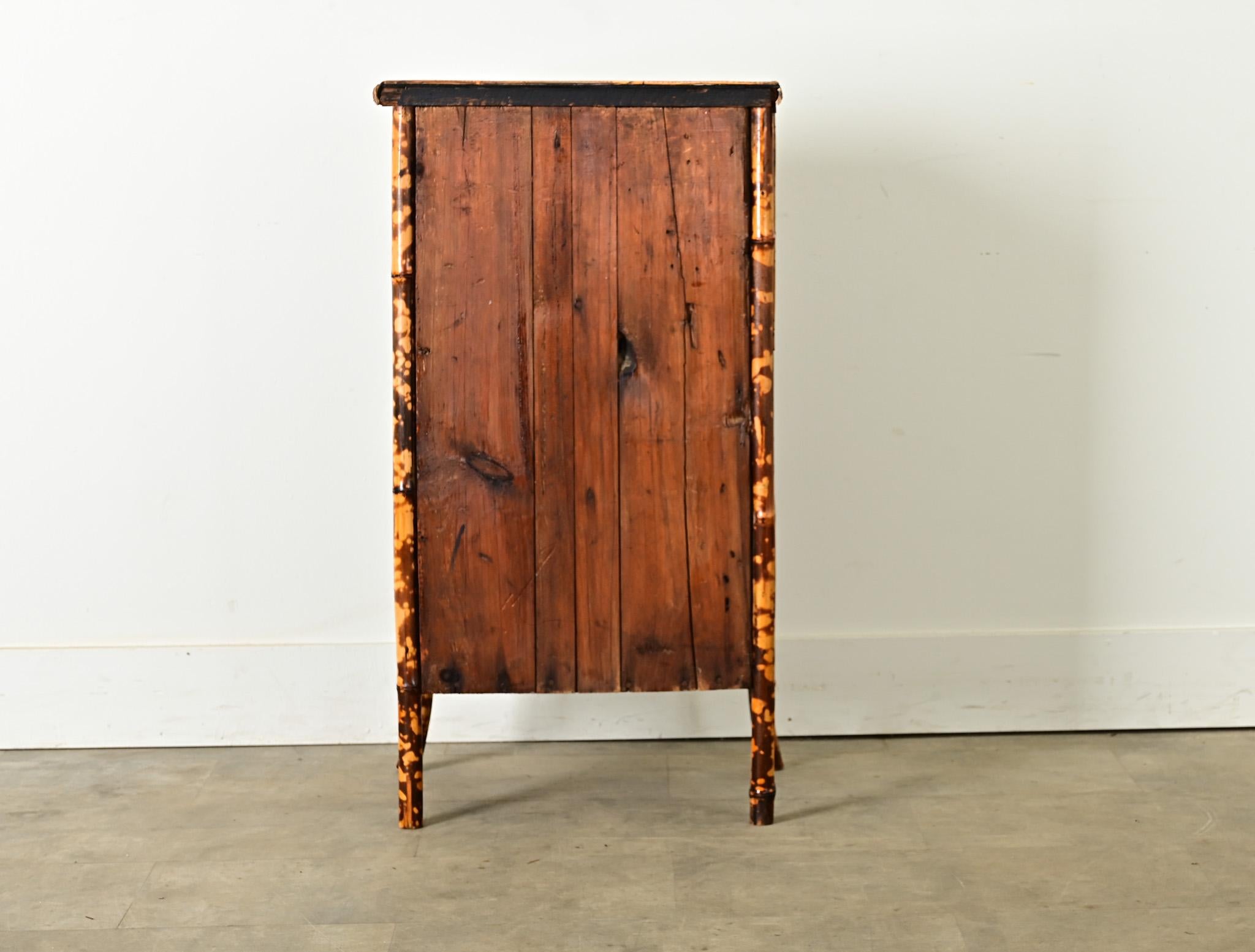 English 19th Century Bamboo Cabinet with Decoupage 5