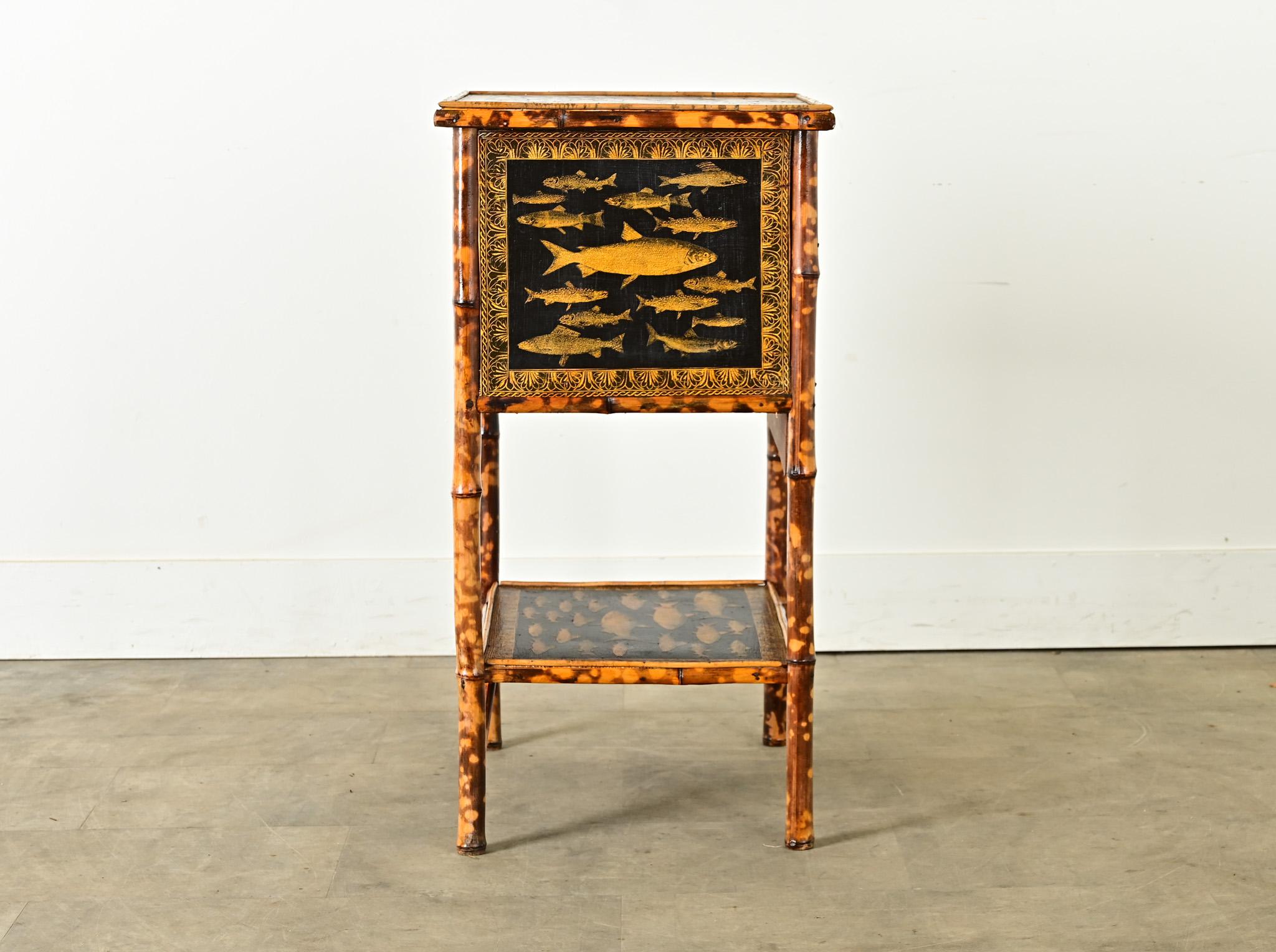 English 19th Century Bamboo Cabinet with Decoupage 7