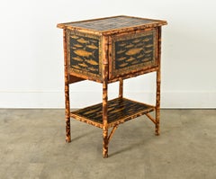 English 19th Century Bamboo Cabinet with Decoupage