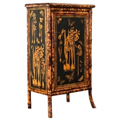 English 19th Century Bamboo Cabinet with Decoupage