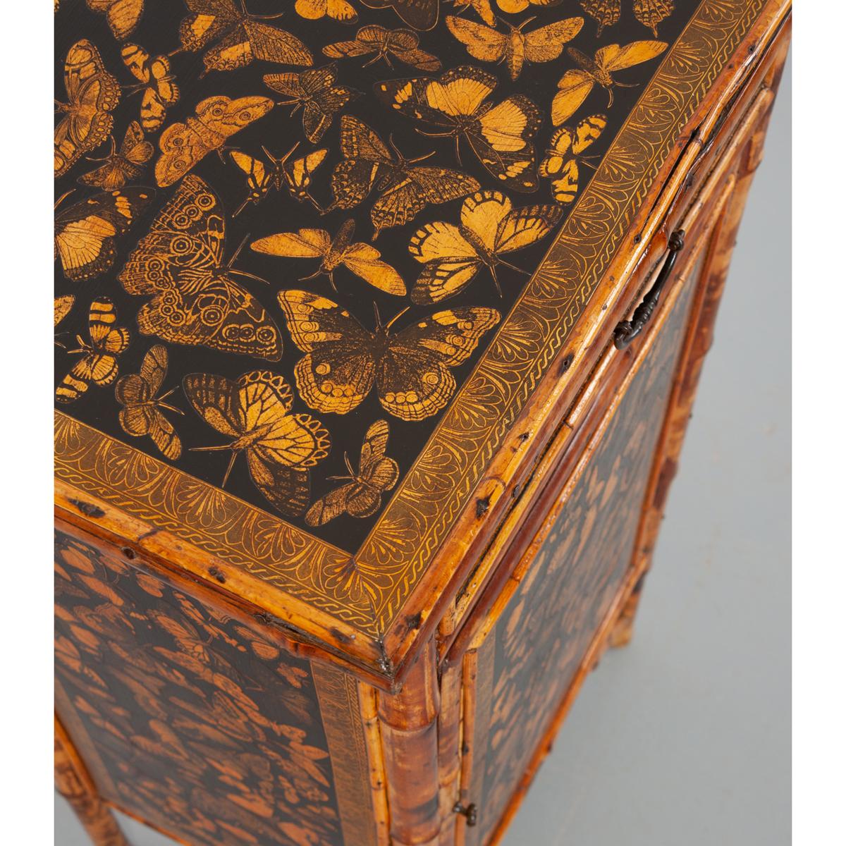 Other English 19th Century Bamboo Decoupage Cabinet