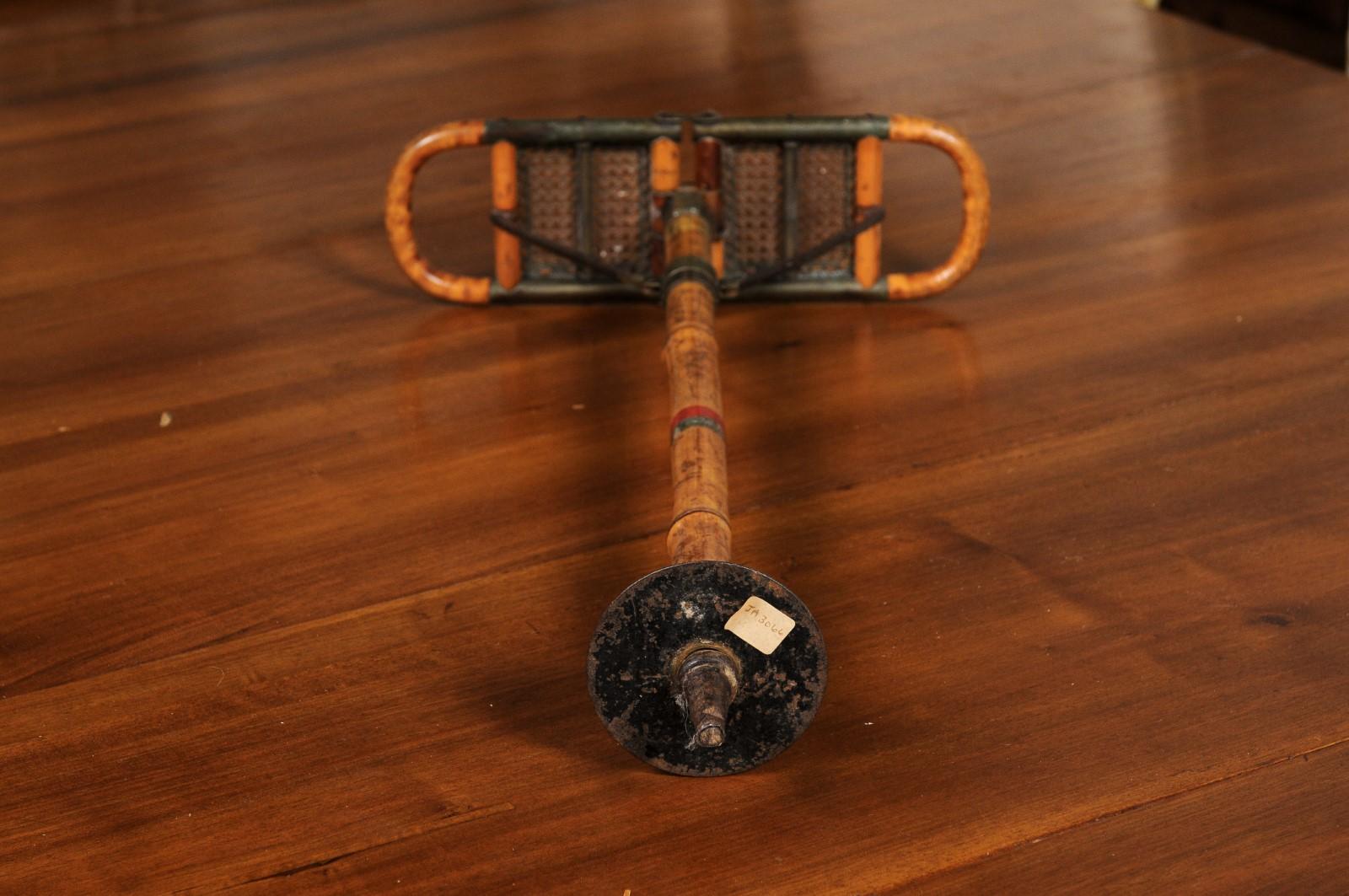 English 19th Century Bamboo, Metal and Cane Foldable Golf, Cricket or Polo Seat 4