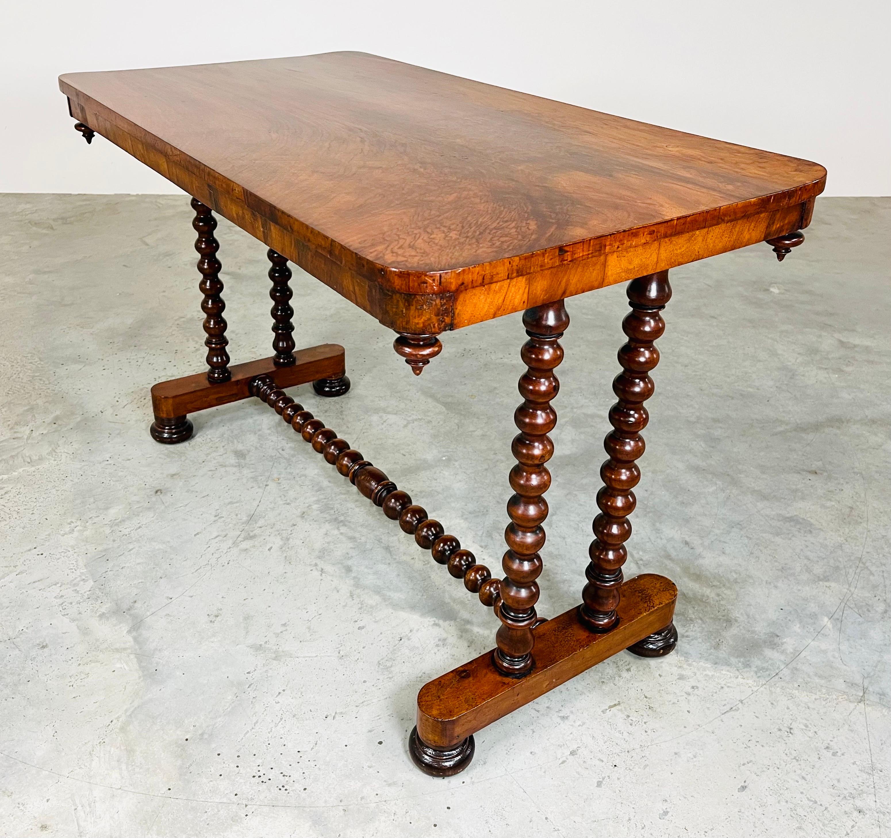 English 19th Century Barley Twist Mahogany Desk Console or Library Table In Good Condition In Southampton, NJ