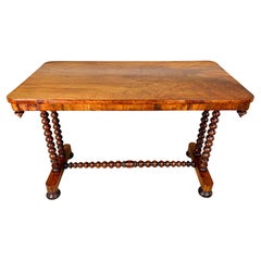 Antique English 19th Century Barley Twist Mahogany Desk Console or Library Table