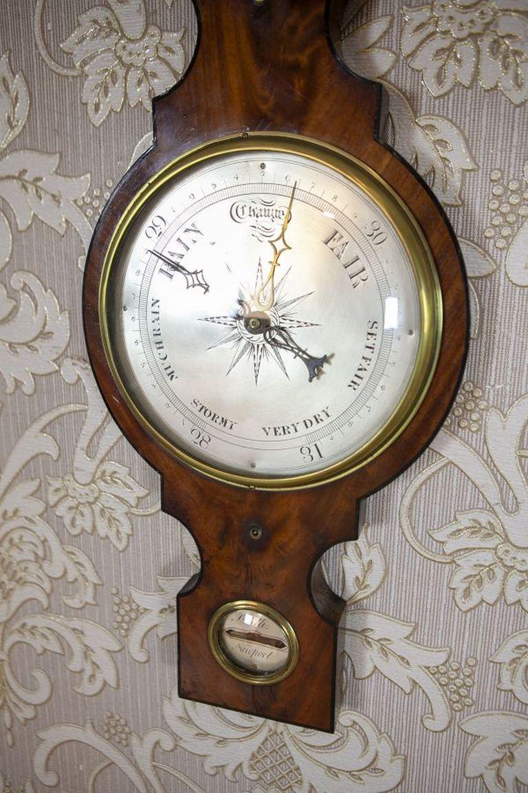 Baromètre et thermomètre Fahrenheit anglais du 19e siècle dans un coffret en acajou Bon état - En vente à Opole, PL