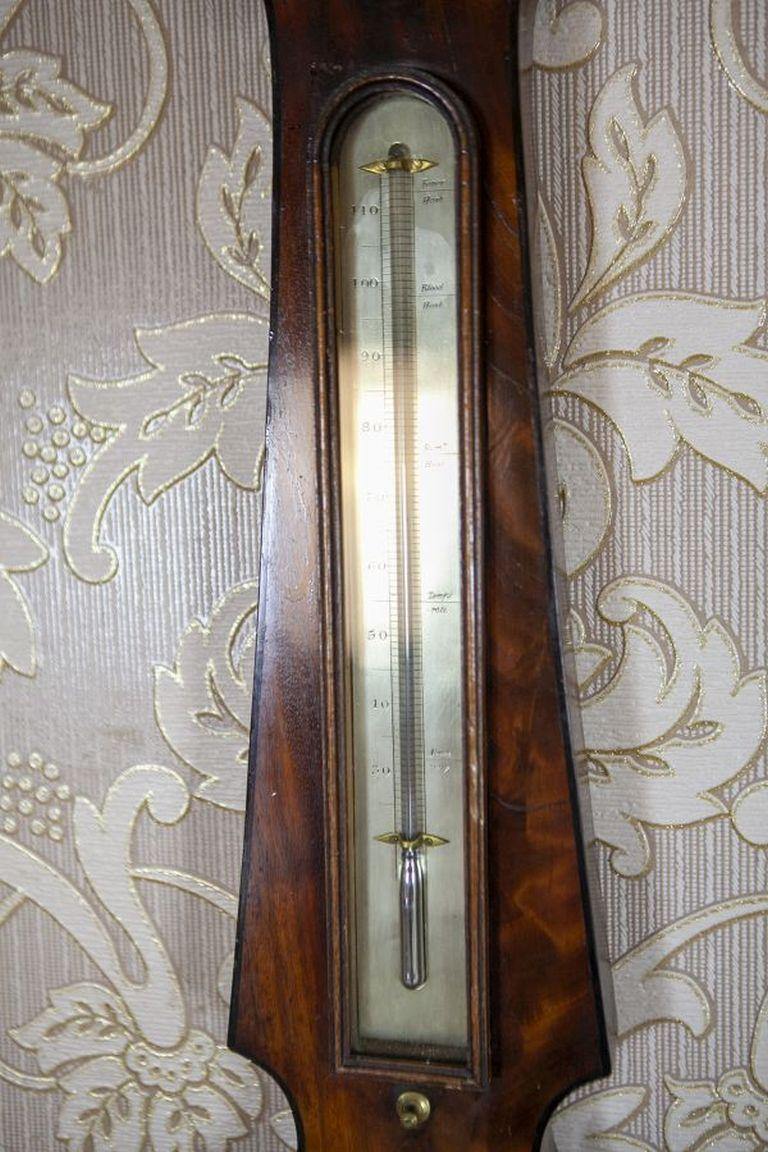 Baromètre et thermomètre Fahrenheit anglais du 19e siècle dans un coffret en acajou en vente 1