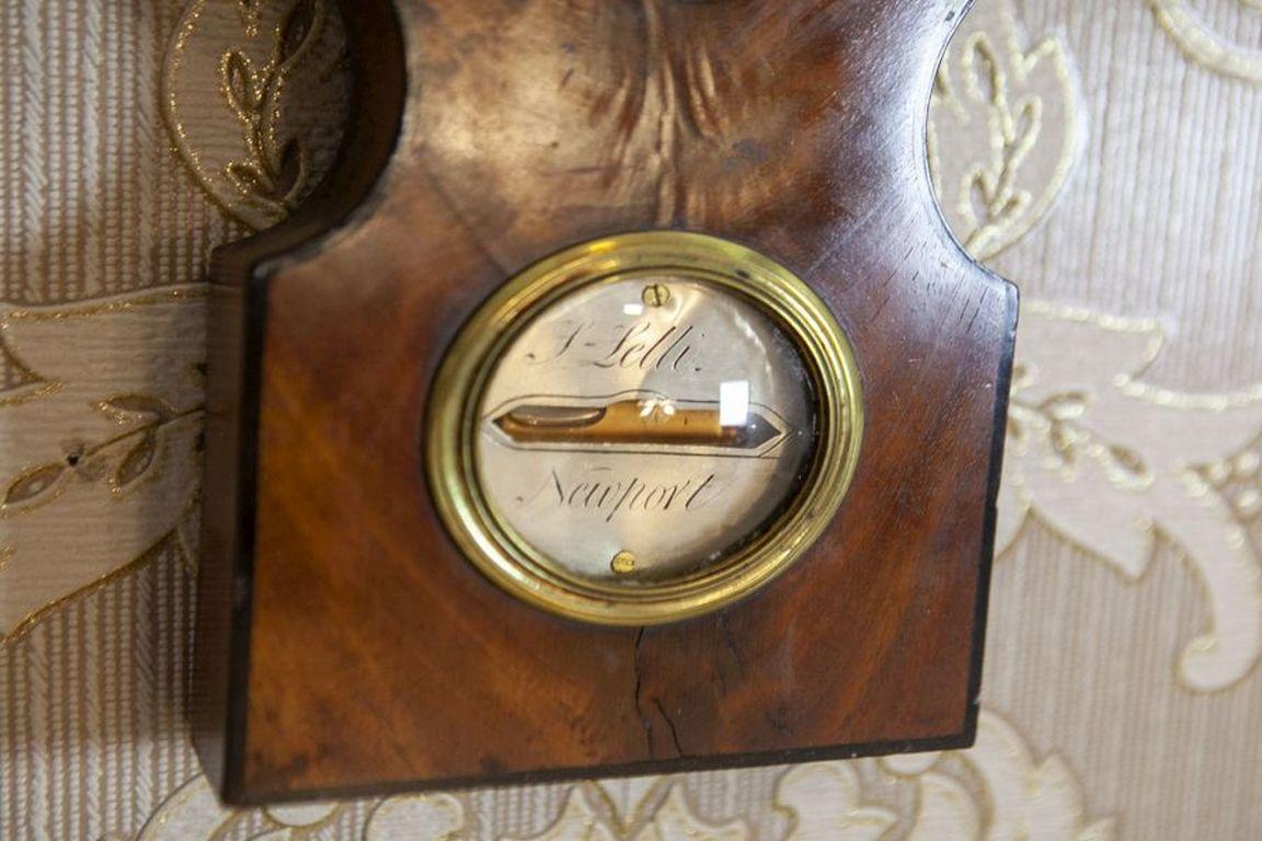 Baromètre et thermomètre Fahrenheit anglais du 19e siècle dans un coffret en acajou en vente 2