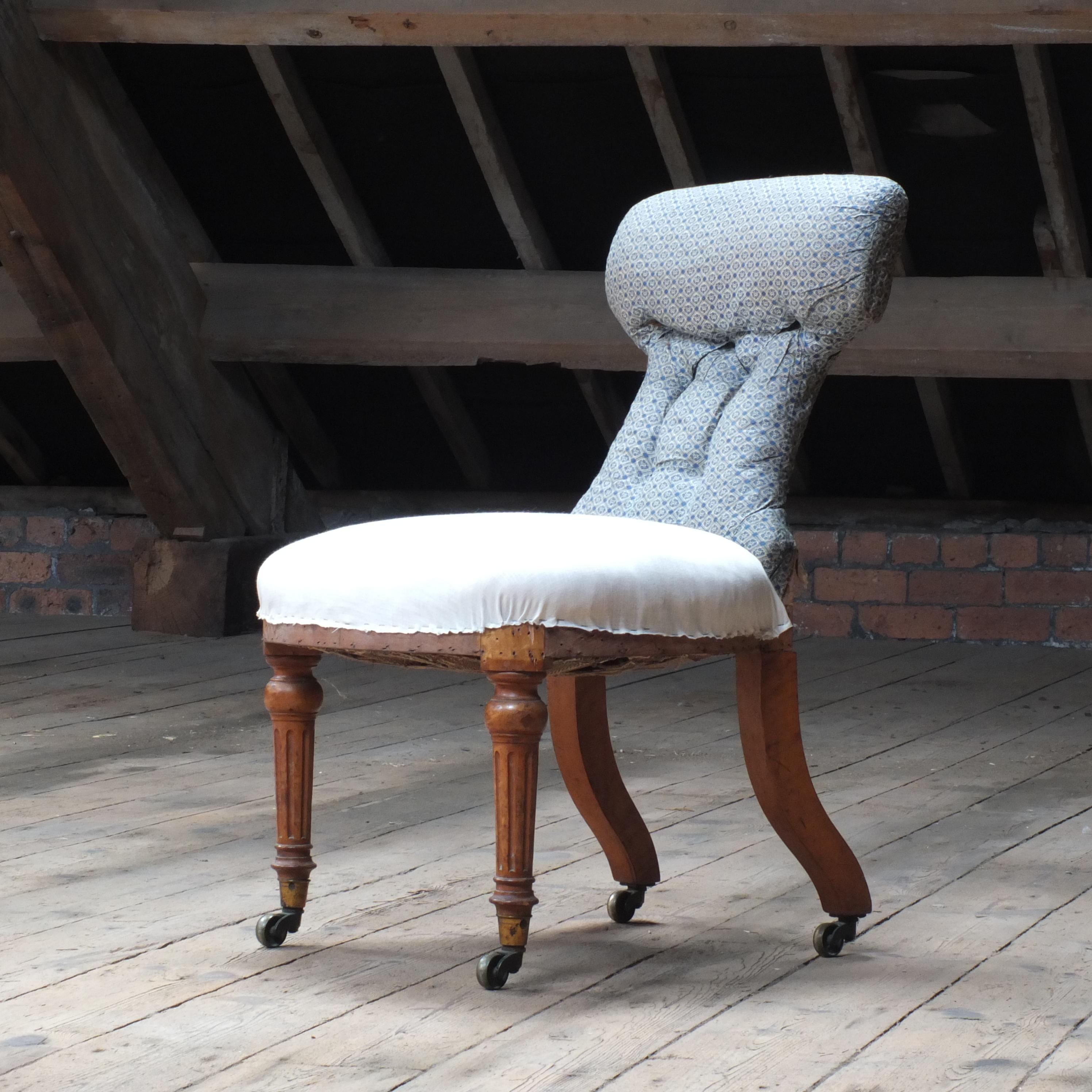English 19th Century Birdseye Maple Occasional Chair  1