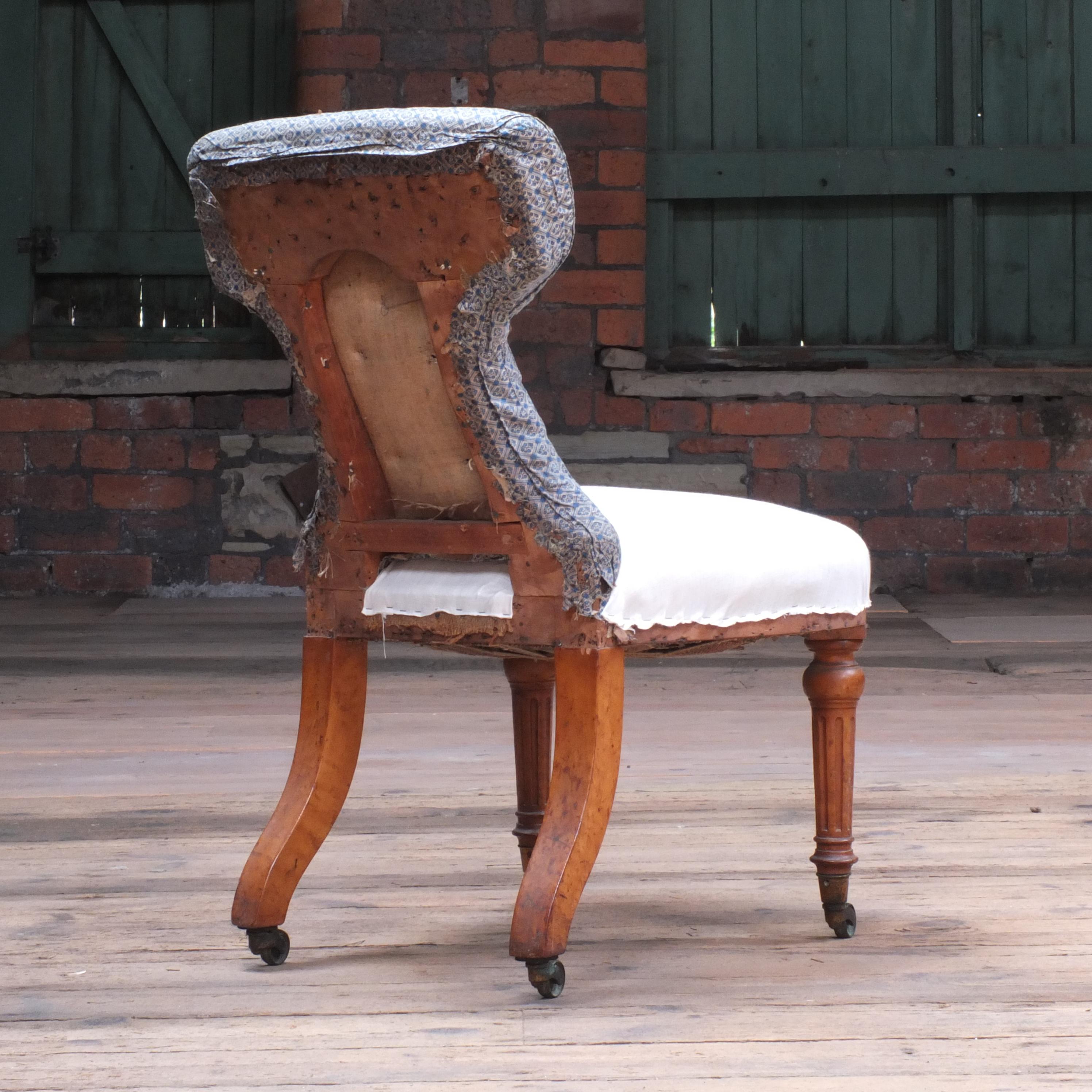 English 19th Century Birdseye Maple Occasional Chair  2
