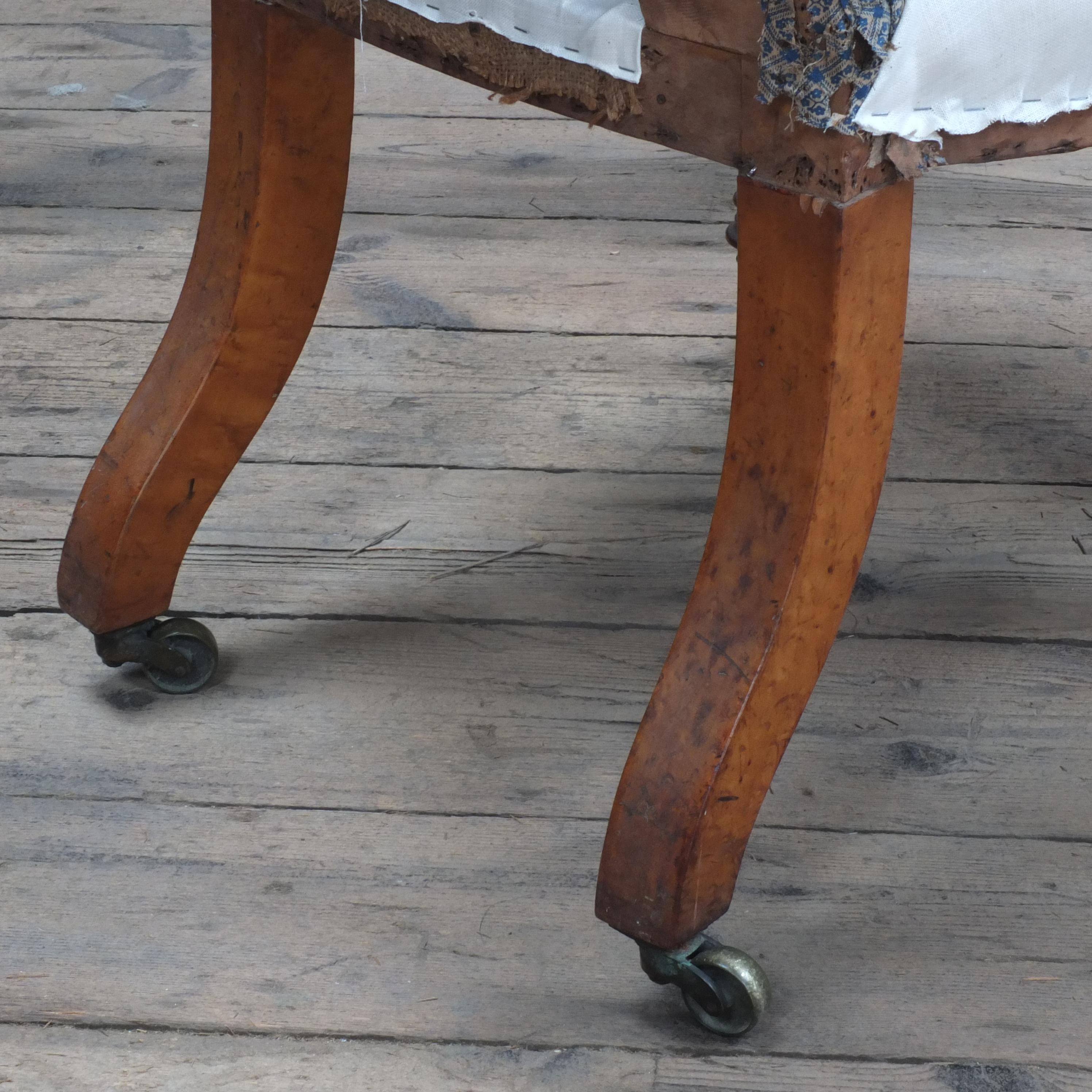 English 19th Century Birdseye Maple Occasional Chair  3