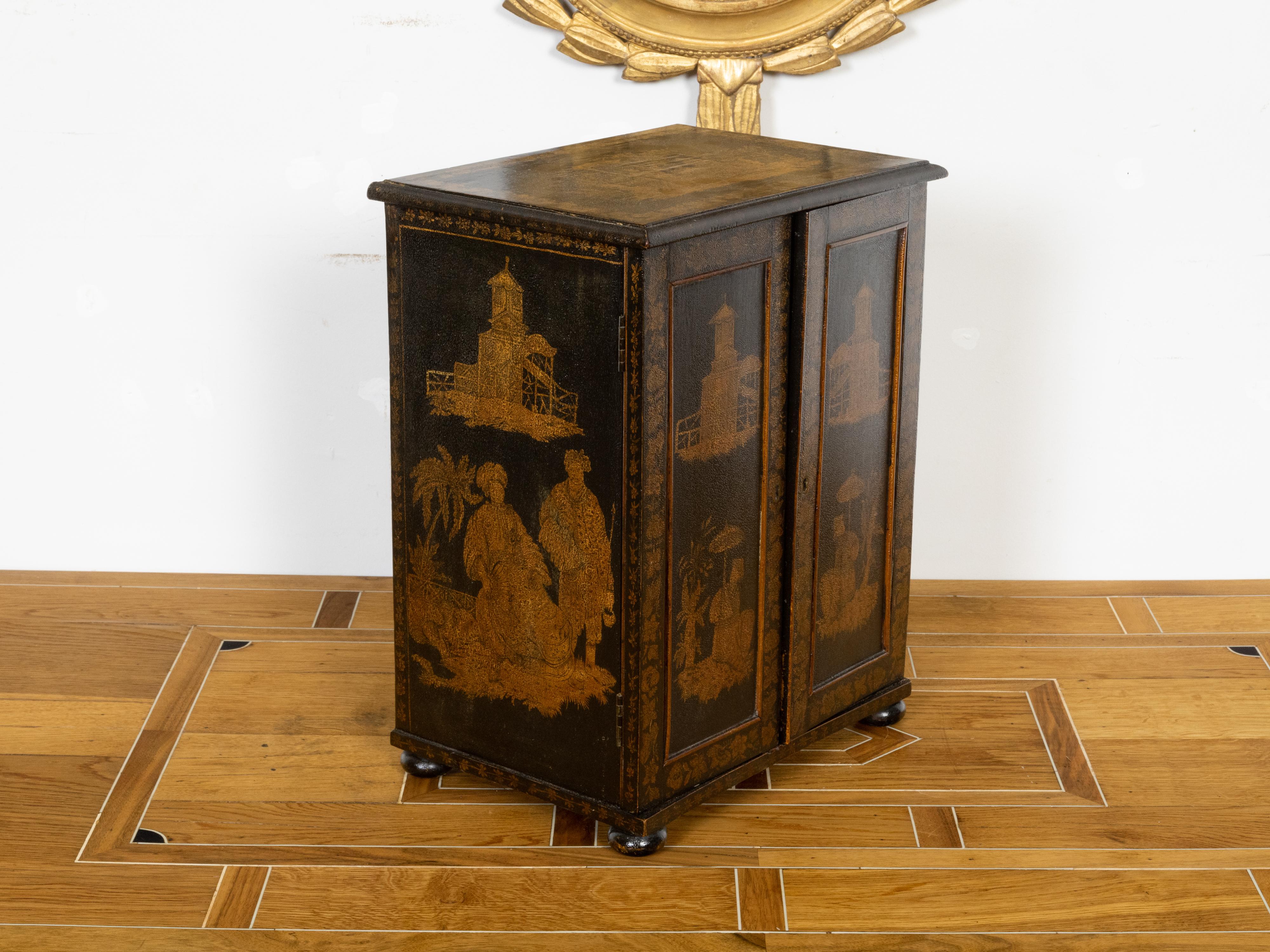 black lacquer chinoiserie cabinet