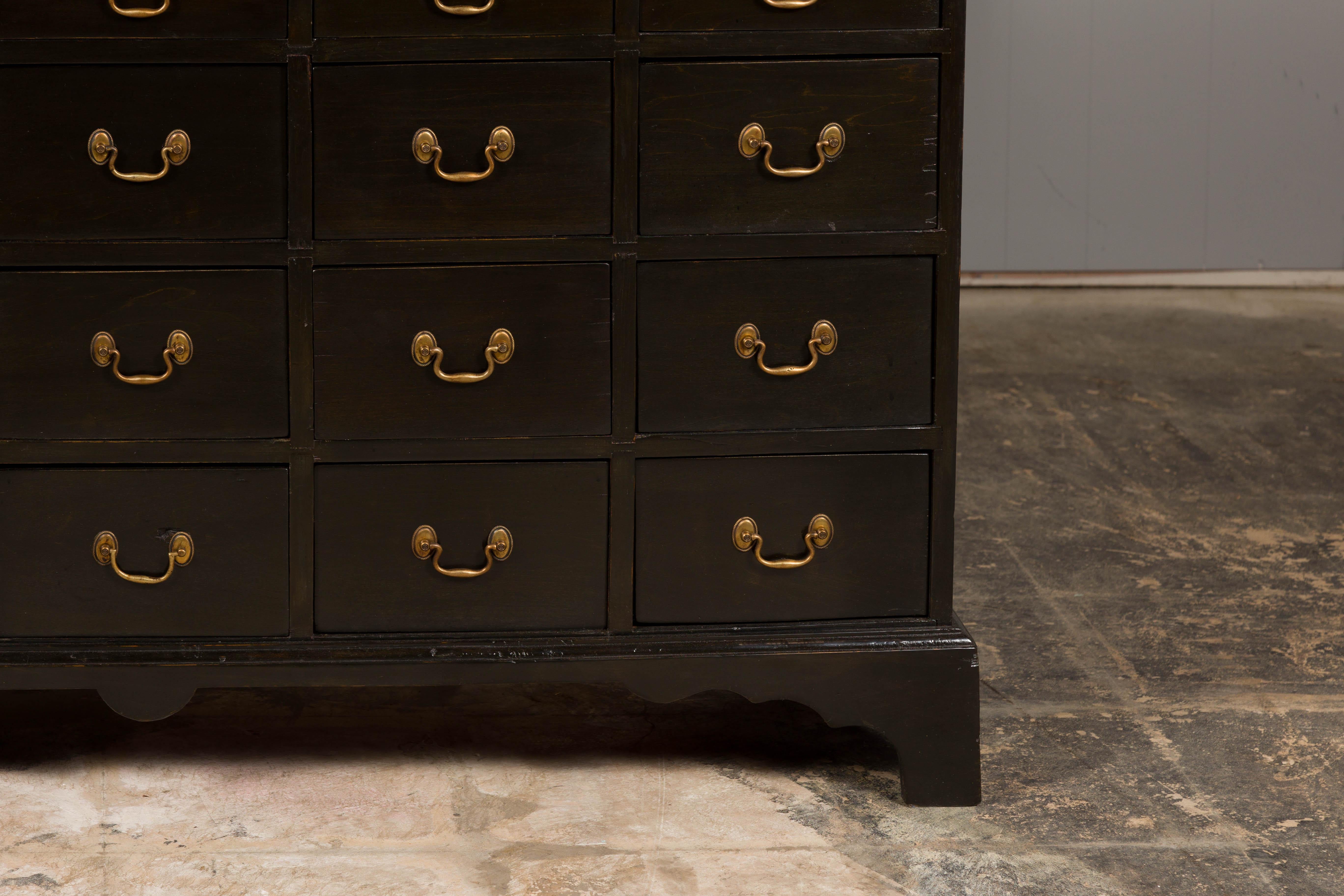 English 19th Century Black Apothecary Chest with 26 Drawers and Brass Hardware For Sale 6