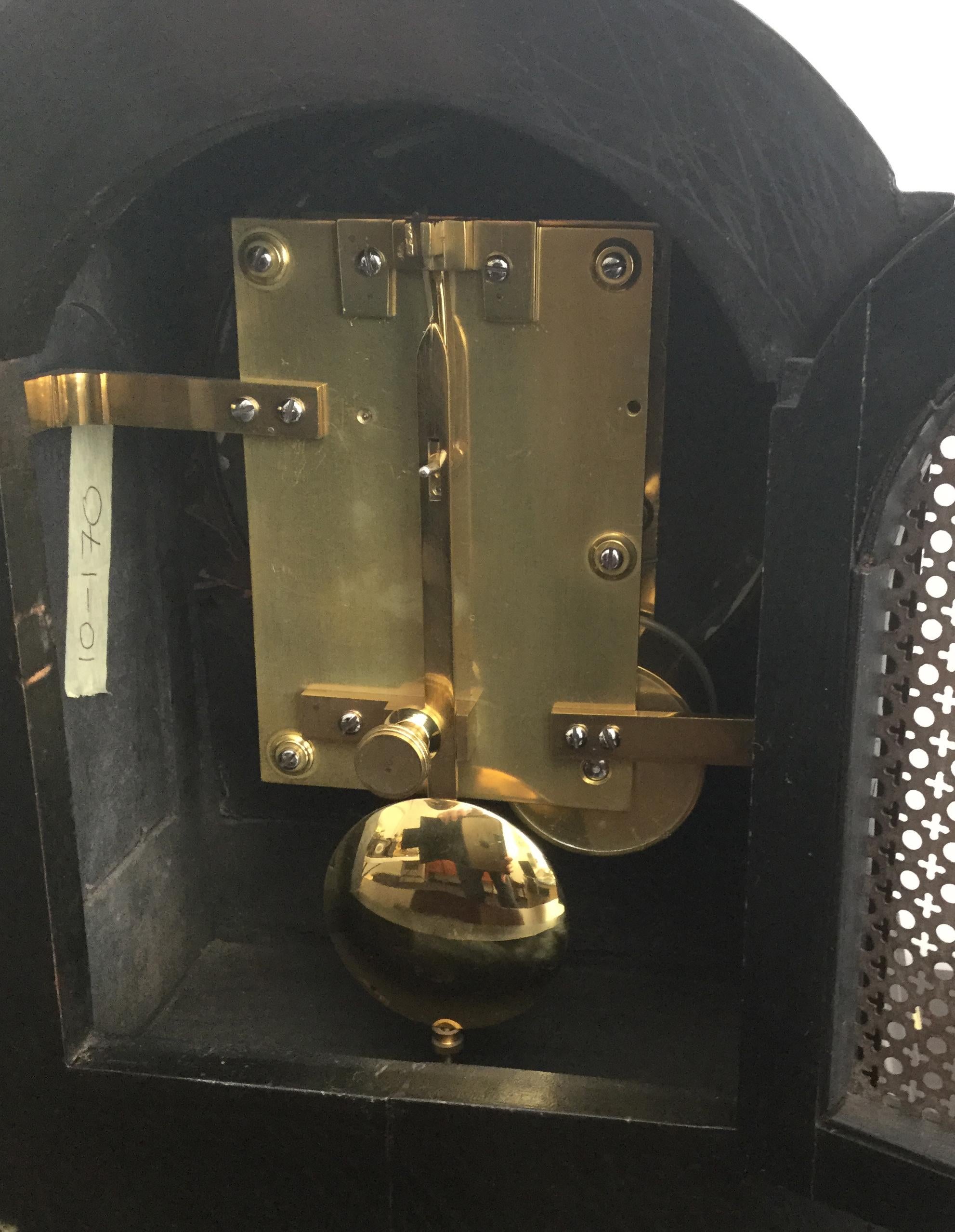 George III Style Black Chinoiserie Fusee Bracket Clock English, 19th Century In Good Condition In Melbourne, Victoria