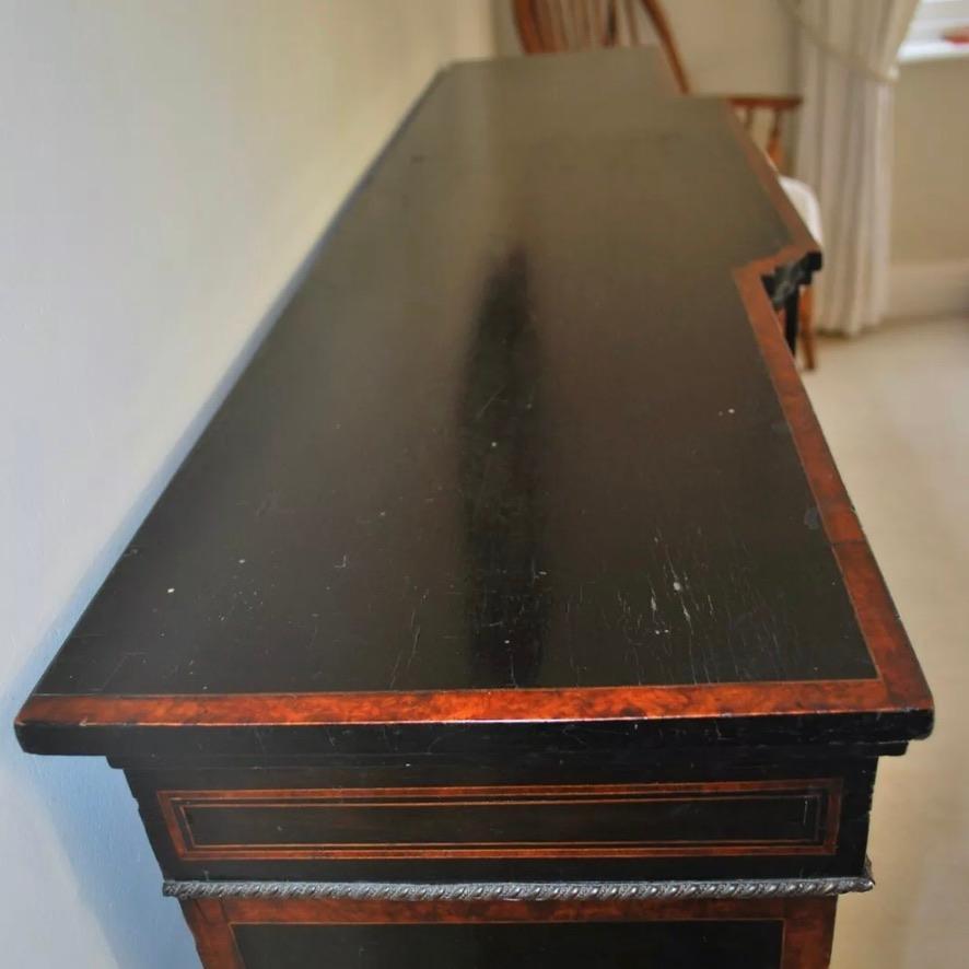 Late 19th Century English 19th Century Black Lacquered and Marquetry Credenza Sideboard