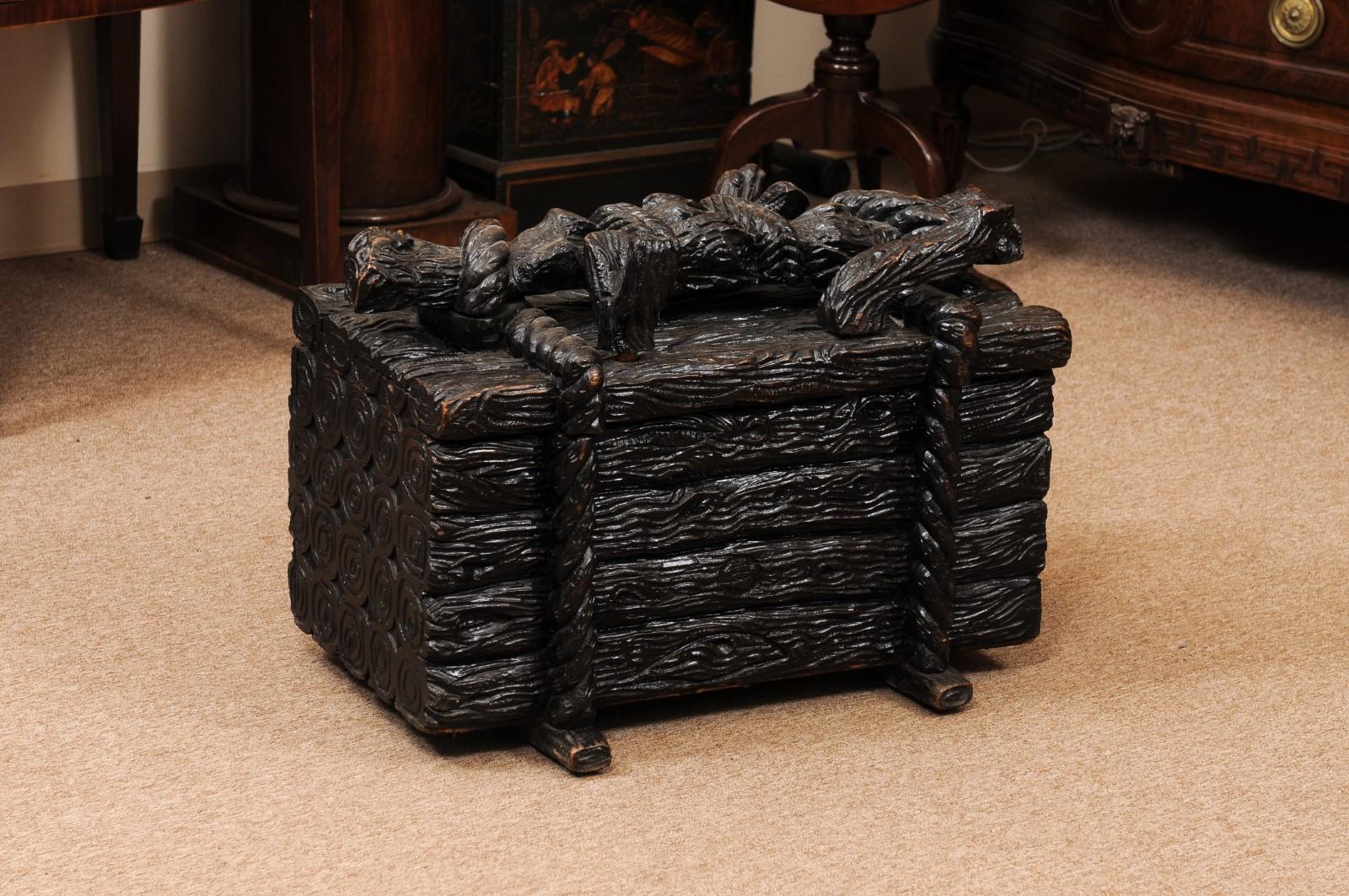 European English 19th Century Blackforest Log Box, Baltic Region For Sale
