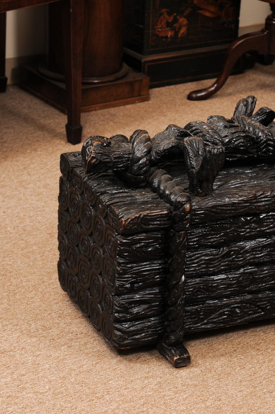 English 19th Century Blackforest Log Box, Baltic Region In Fair Condition For Sale In Atlanta, GA
