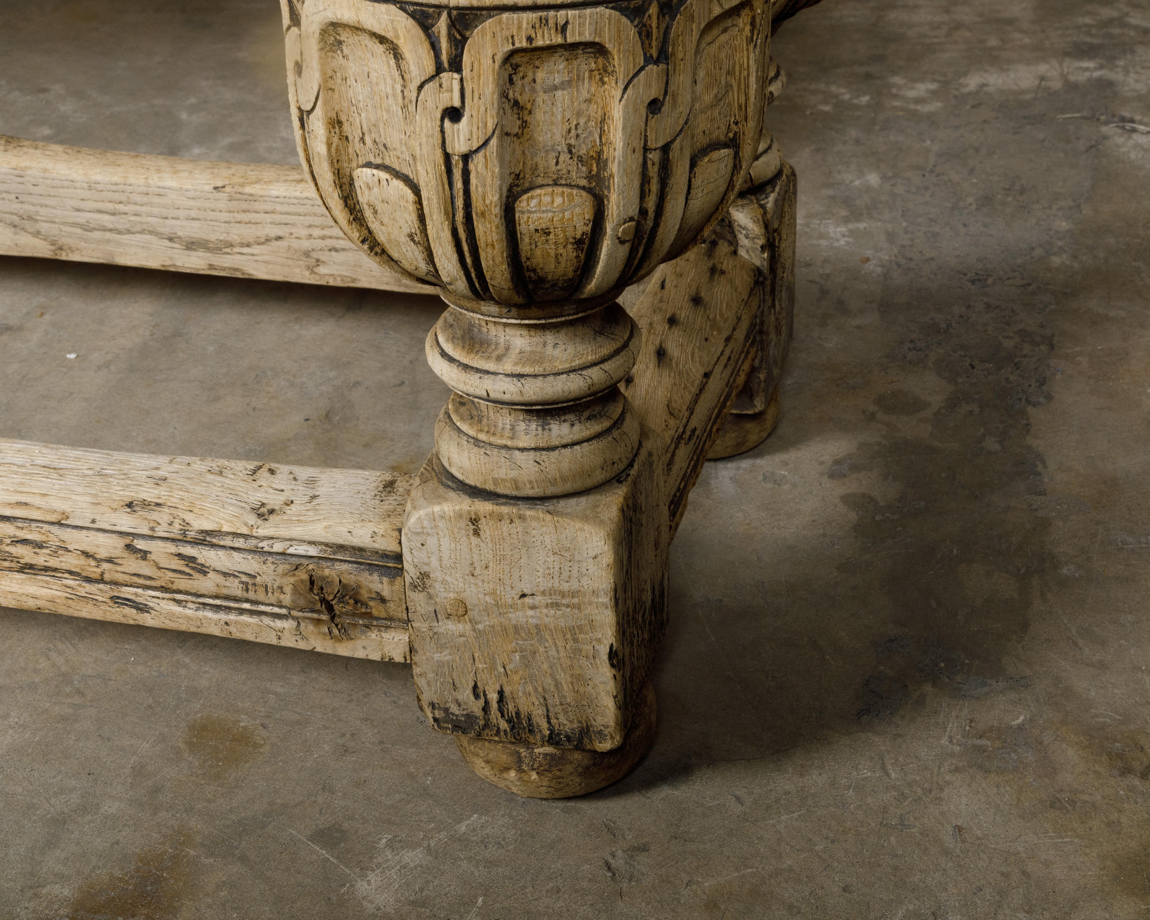 English 19th Century Bleached Oak Console Table with Geometric Inlaid Frieze 7