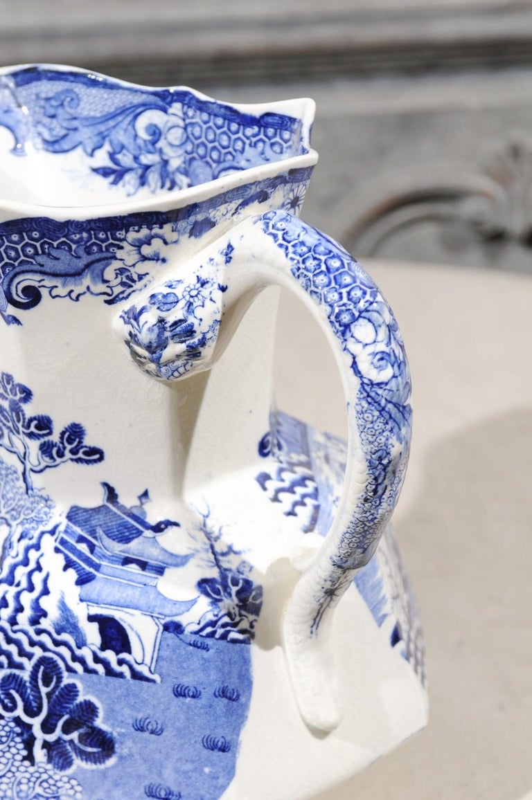 English 19th Century Blue and White Mason''s Patent Ironstone Octagonal