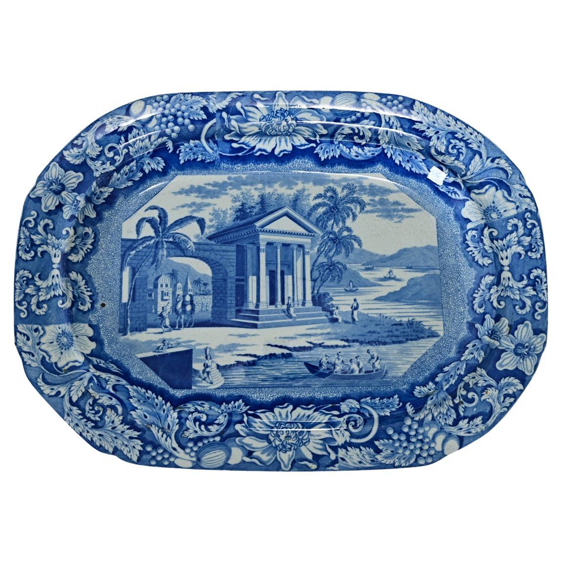 Plato inglés azul y blanco del siglo XIX