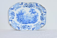 English 19th Century Blue & White Porcelain Platter