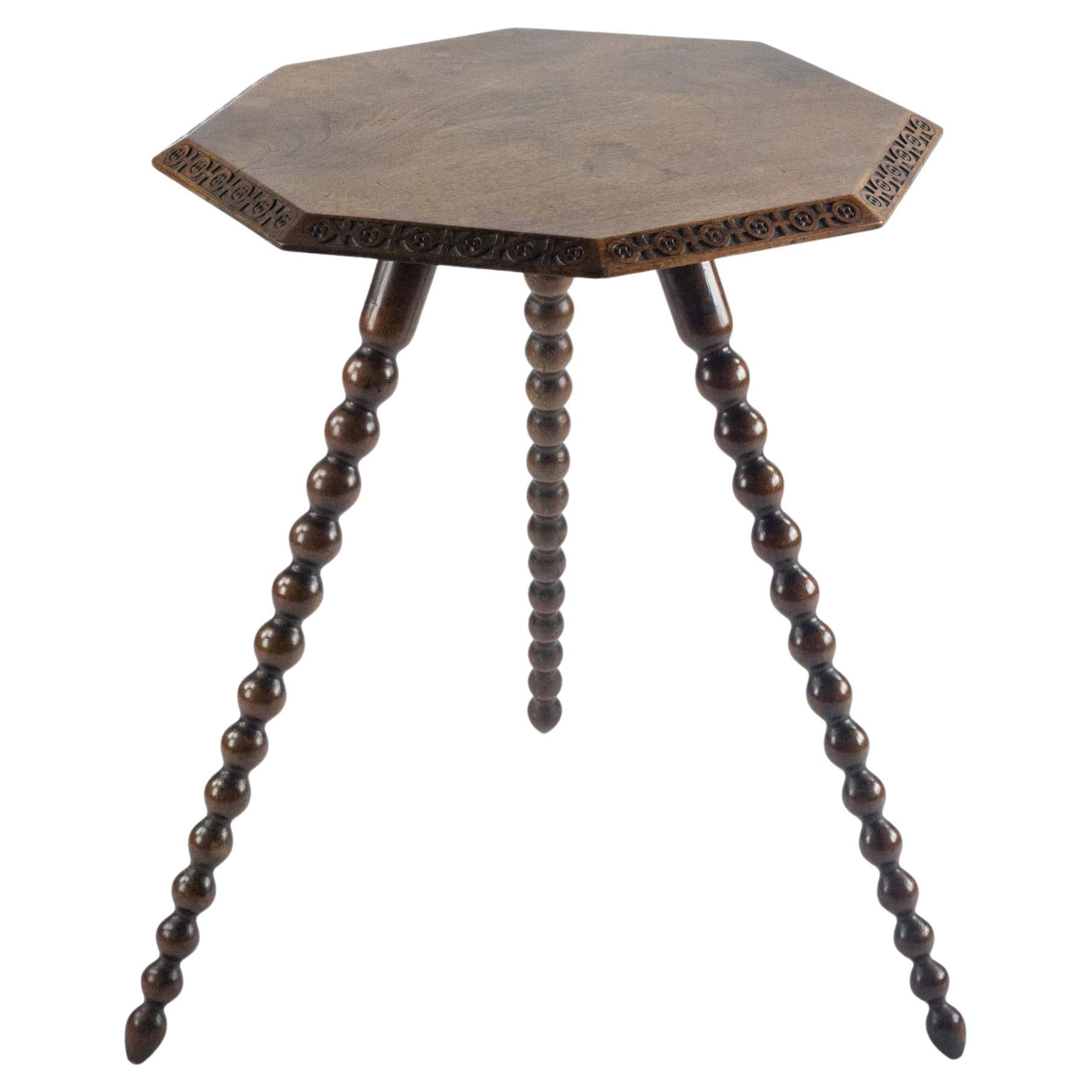 English 19th Century Bobbin Gypsy Table For Sale