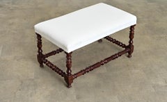 English 19th Century Bobbin-Turned Oak Bench