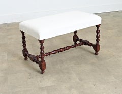 English 19th Century Bobbin Turned Oak Bench