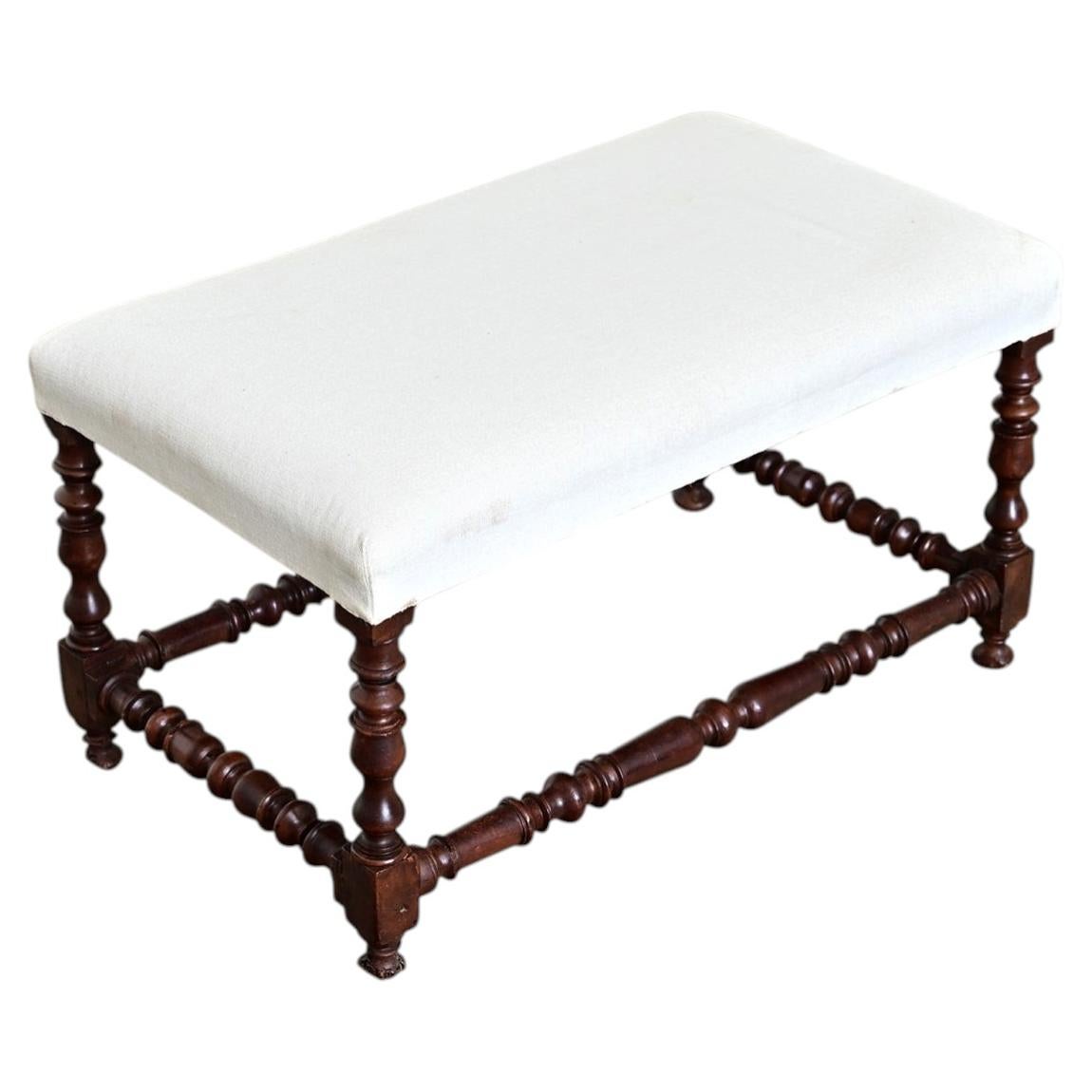 19th Century Jacobean Style Bobbin-Turned Oak Bench, Handcrafted