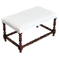 English 19th Century Bobbin-Turned Oak Bench