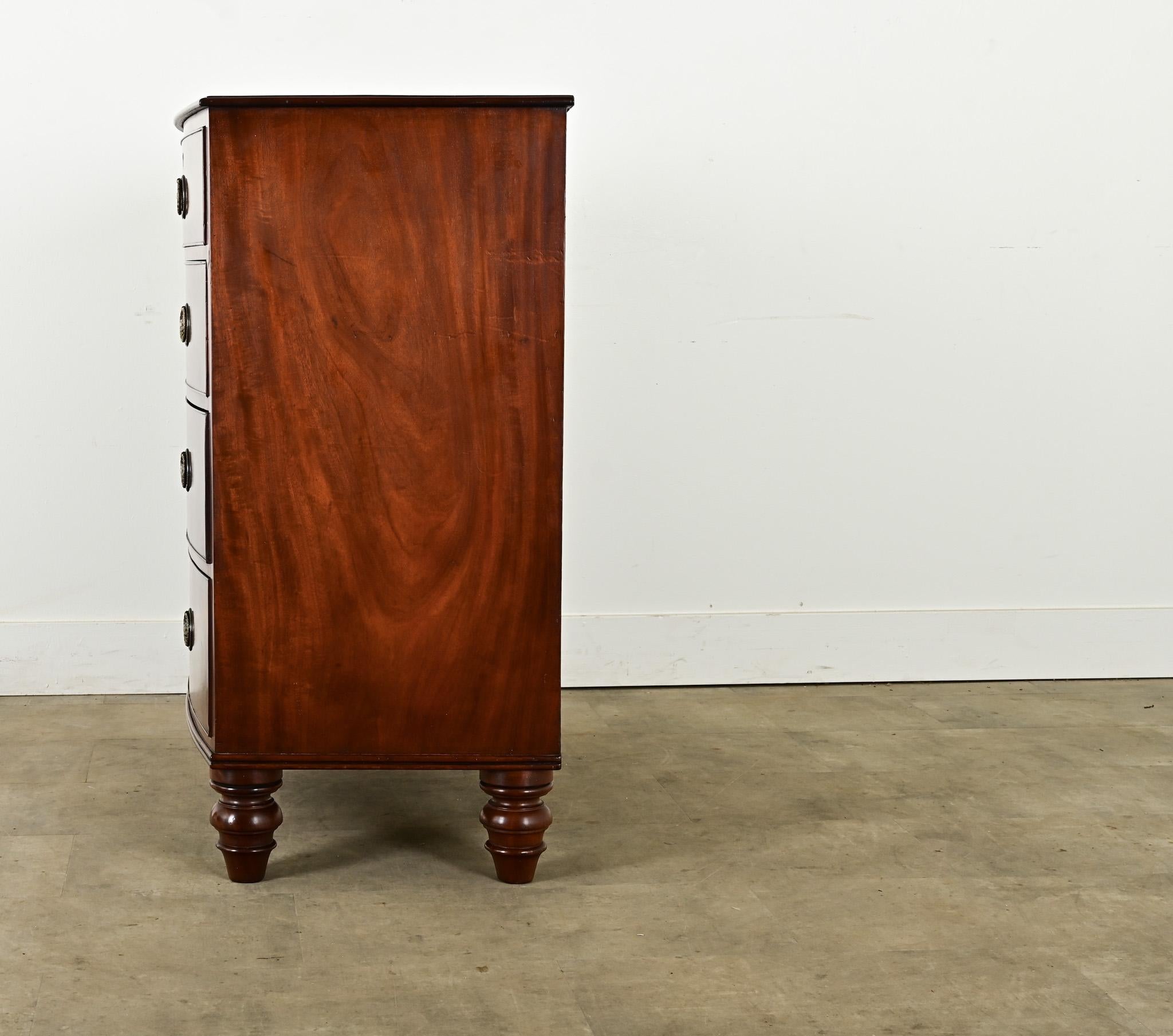 English 19th Century Bow Front Mahogany Chest 4