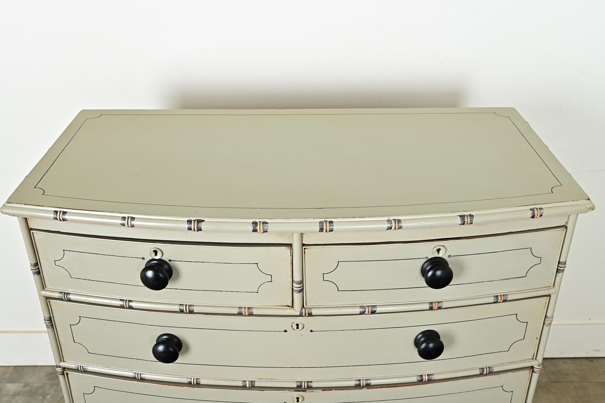 Other English 19th Century Bow Front Painted Chest