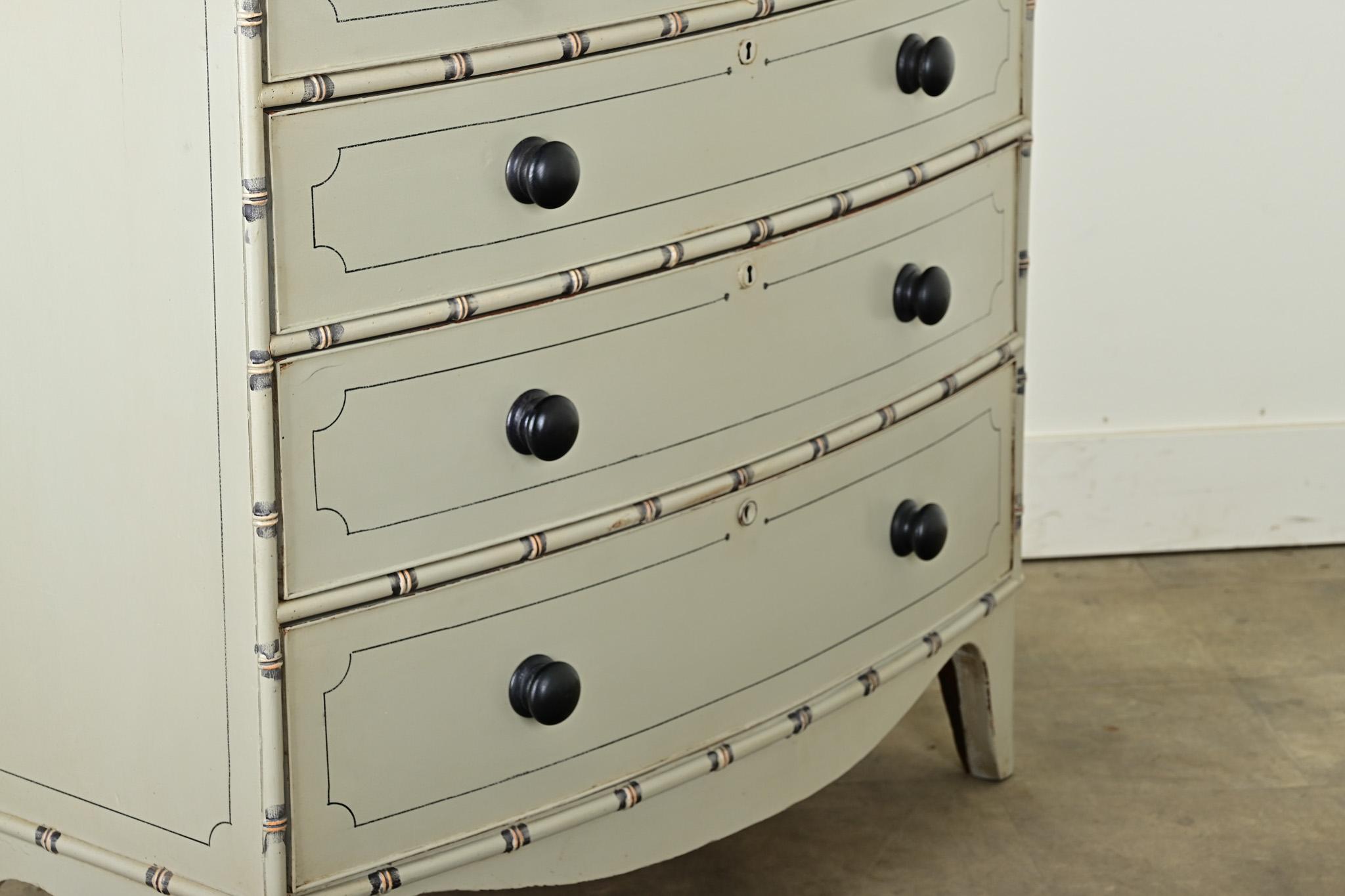 English 19th Century Bow Front Painted Chest 1