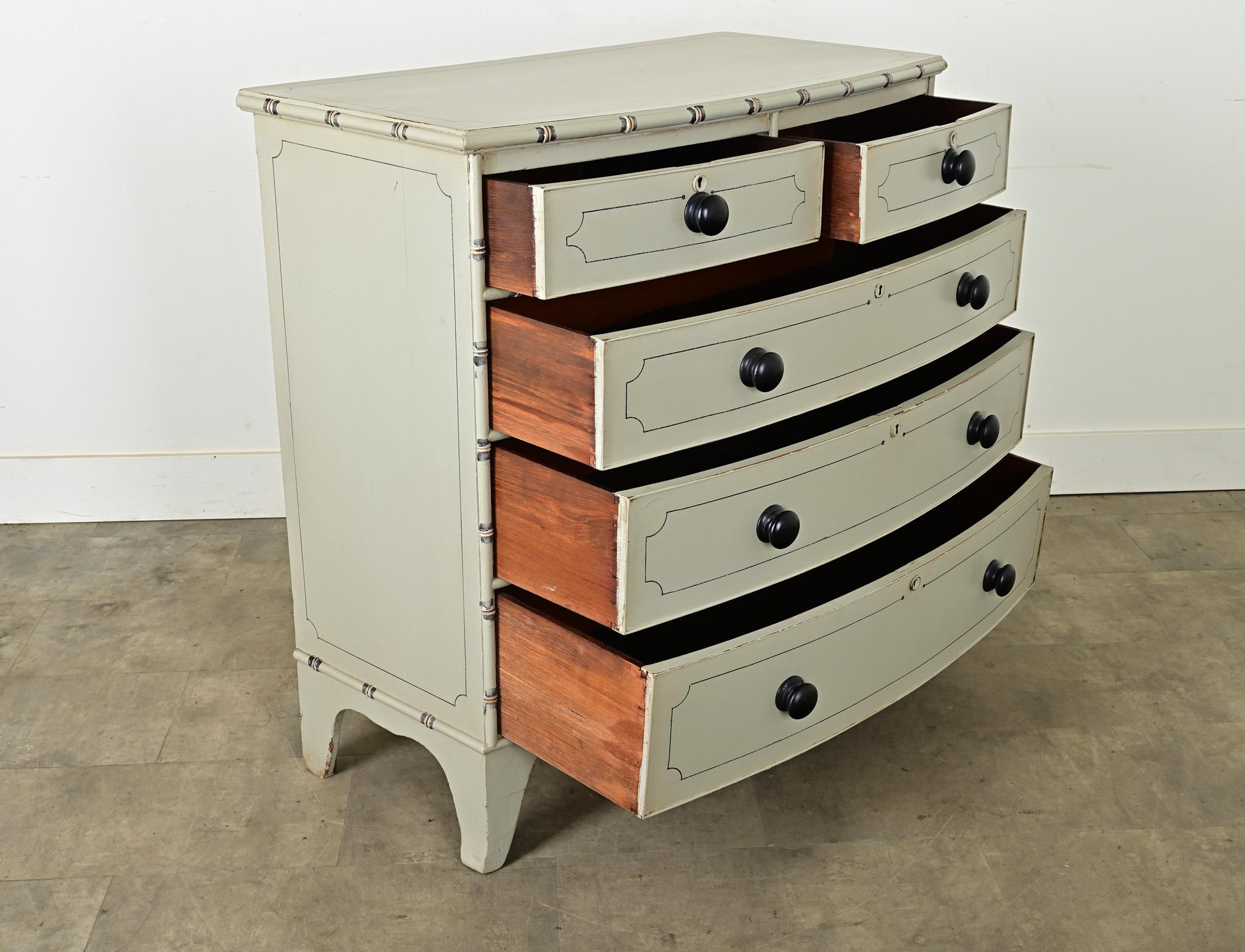 English 19th Century Bow Front Painted Chest 2