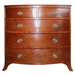 English 19th Century Bow Fronted Five-Drawer Chest of Drawers