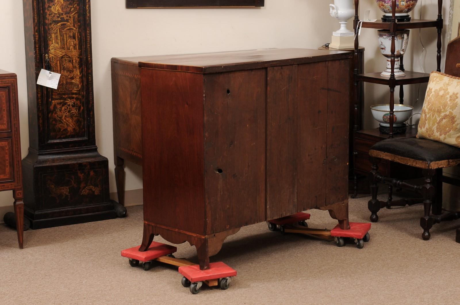 English 19th Century Bowfront Chest with String Inlay & Splayed Feet For Sale 8