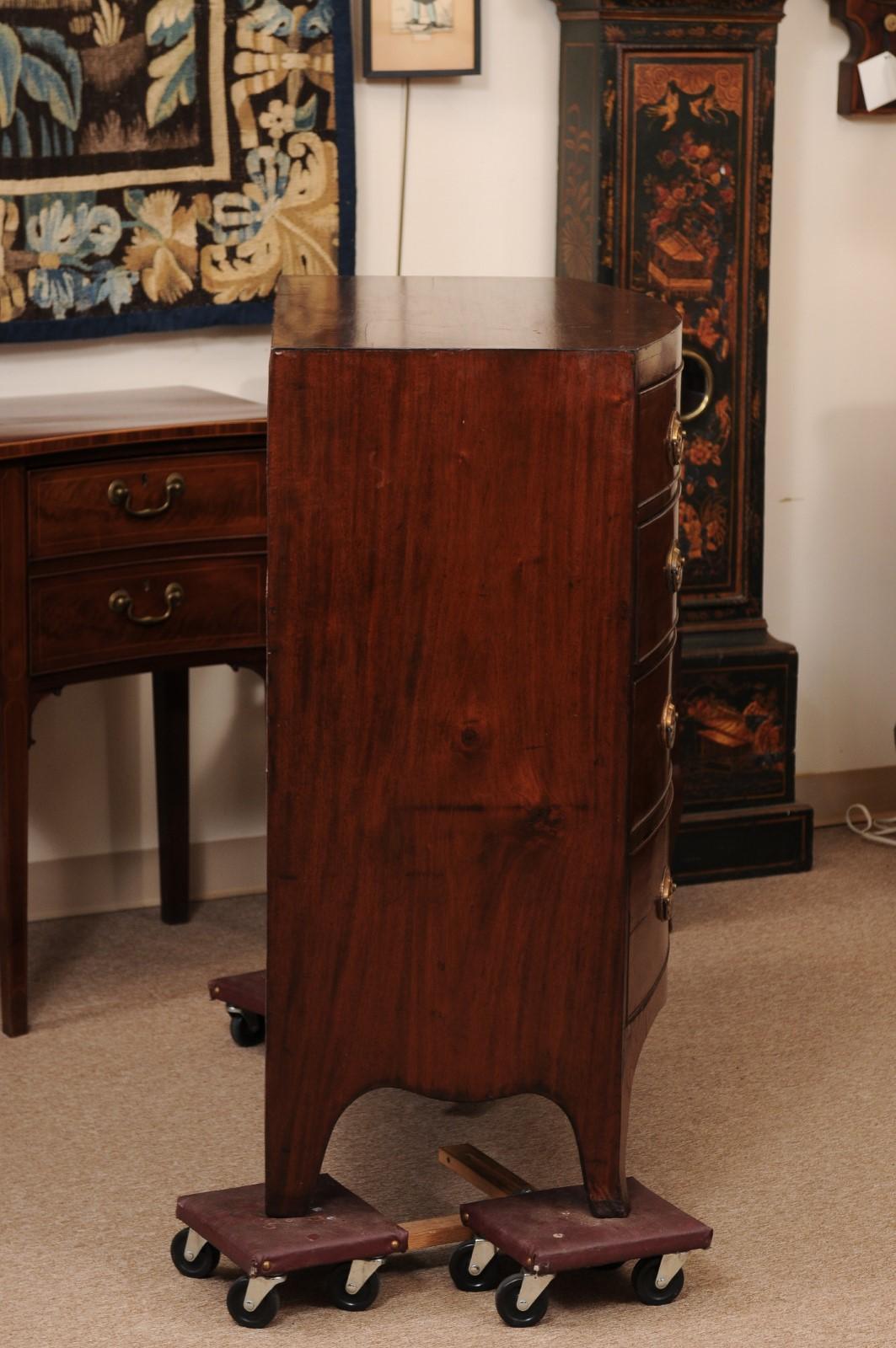 XIXe siècle English 19th Century Bowfront Mahogany Chest en vente