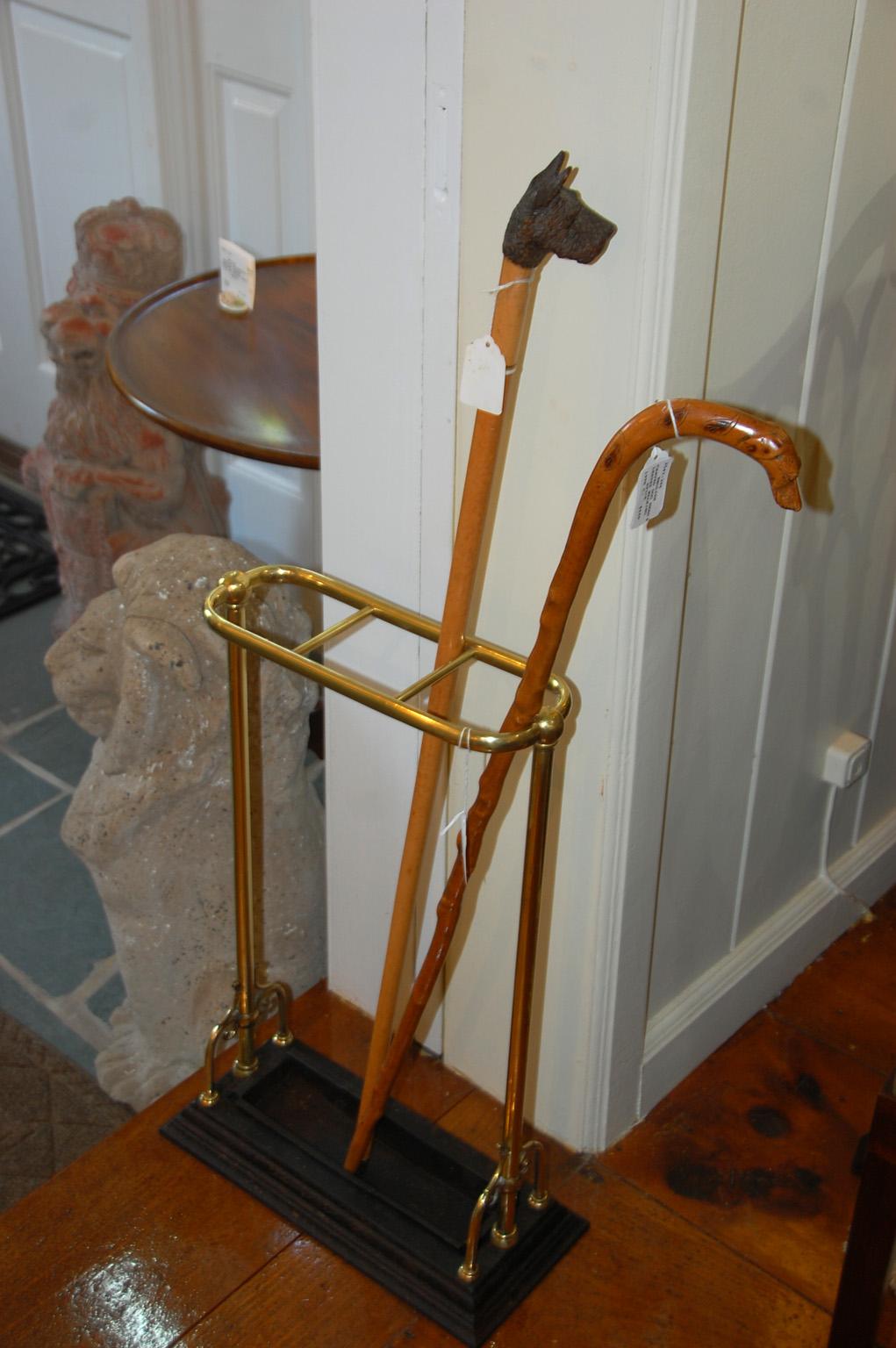 English 19th Century Brass and Iron Umbrella or Stick Stand Registry Dated 1884 2
