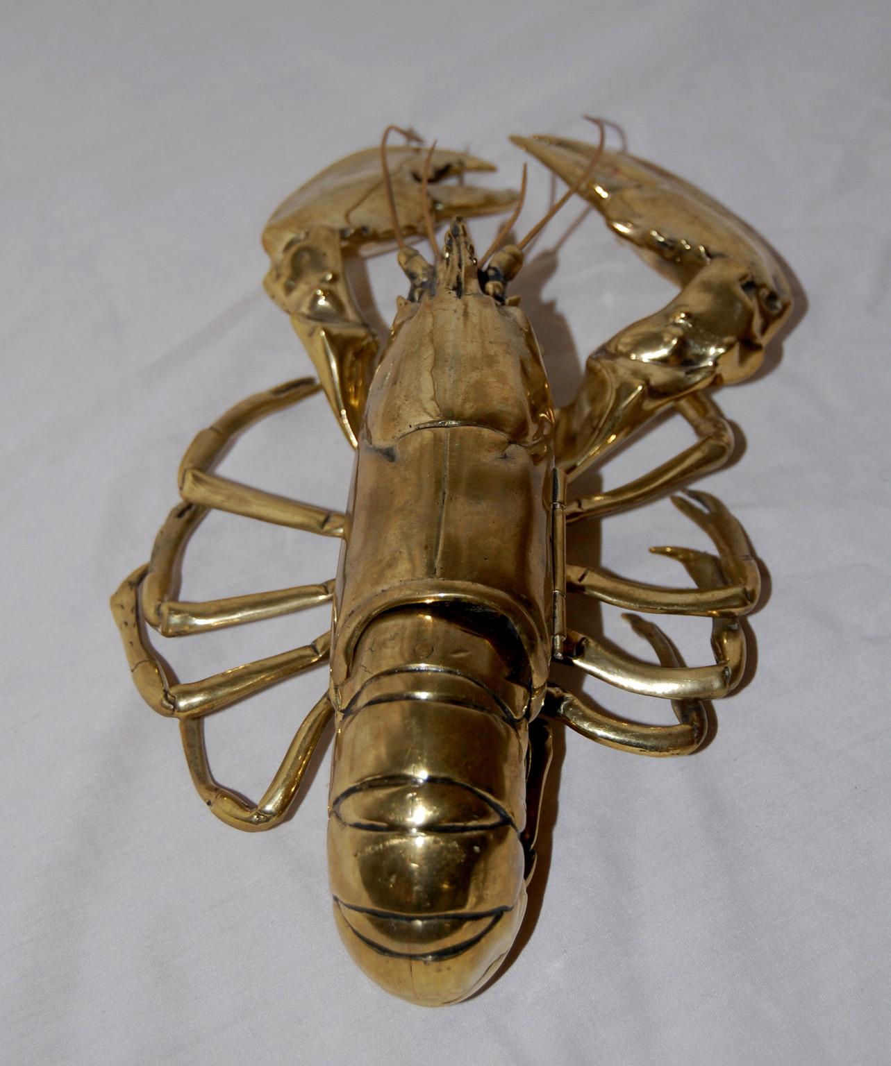 English 19th Century Brass Lobster Double Inkwell  Registry Dated 1889 For Sale 1