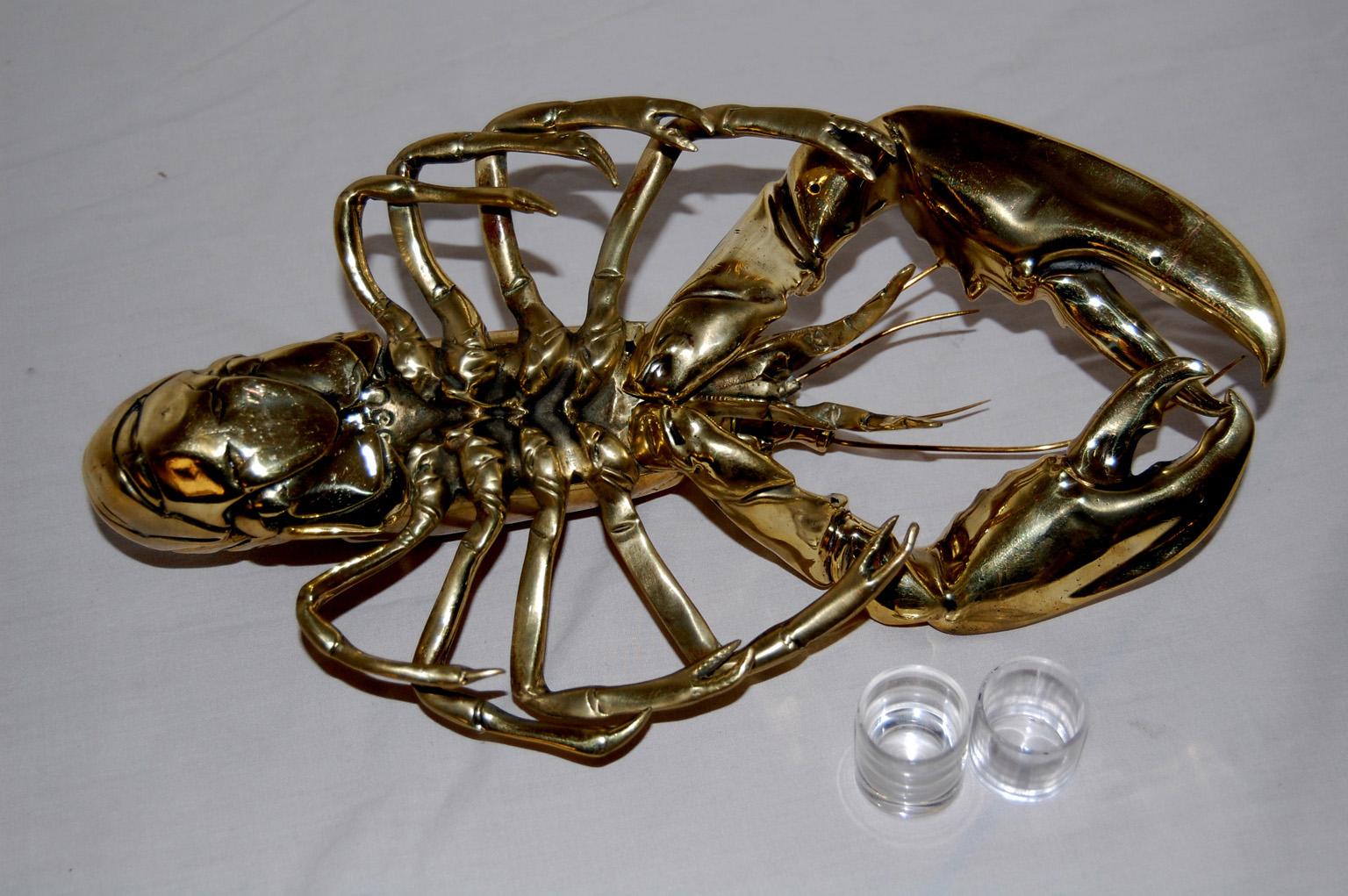 English 19th Century Brass Lobster Double Inkwell  Registry Dated 1889 For Sale 2