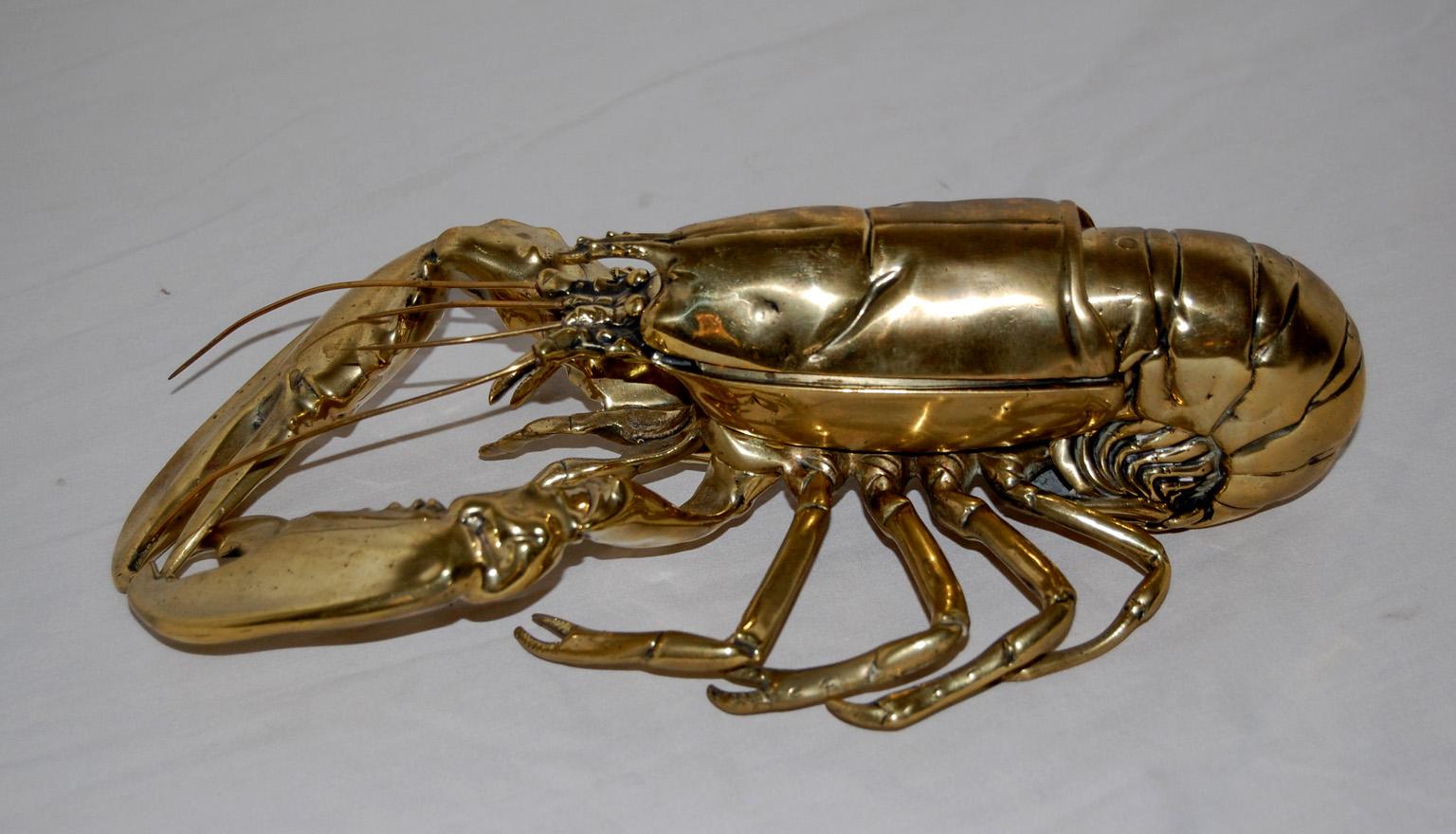 English 19th Century Brass Lobster Double Inkwell  Registry Dated 1889 For Sale